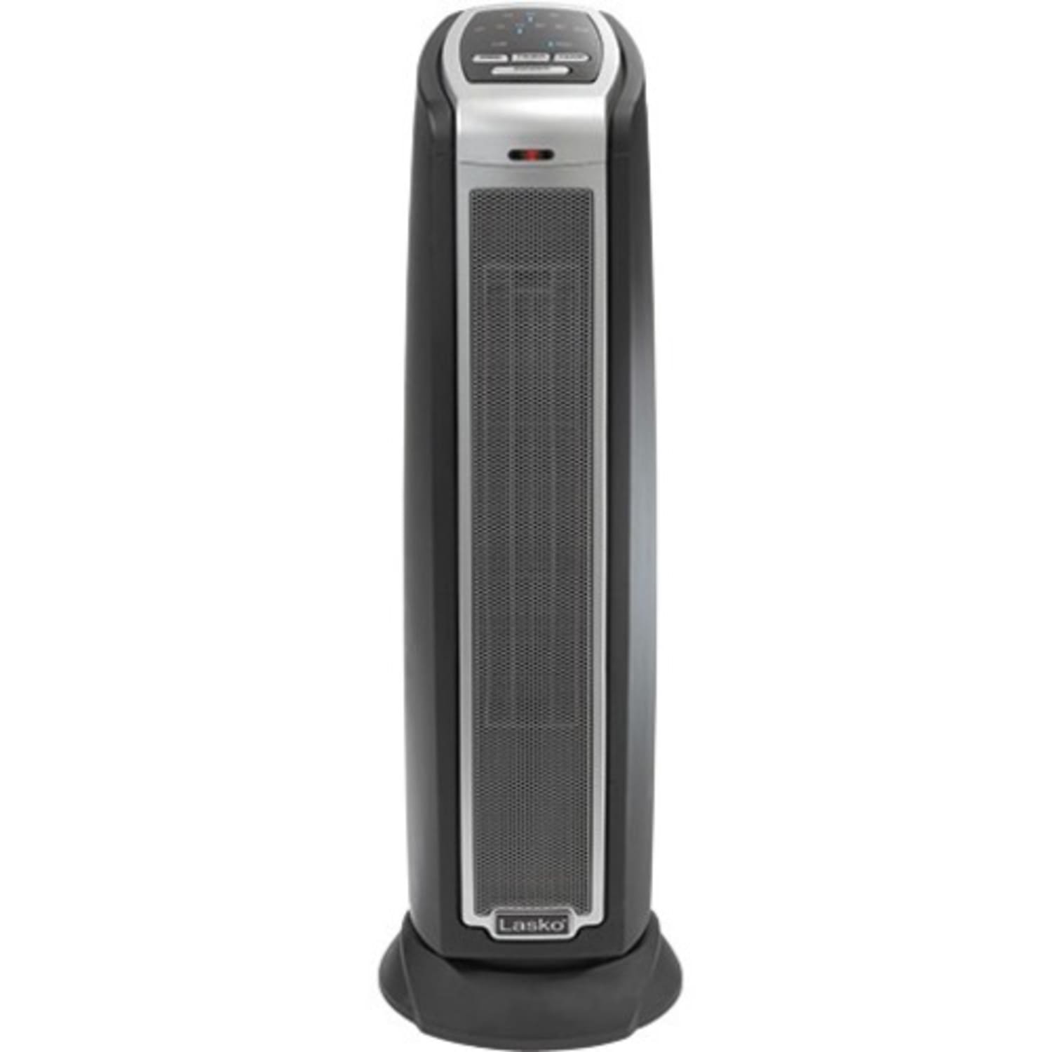 Lasko 5790 1500 Watts Electric Ceramic Oscillating Heater, 2 Heat Settings, 23.5inH x 7.3inW x 7.3inD, Black & Silver - Image 3