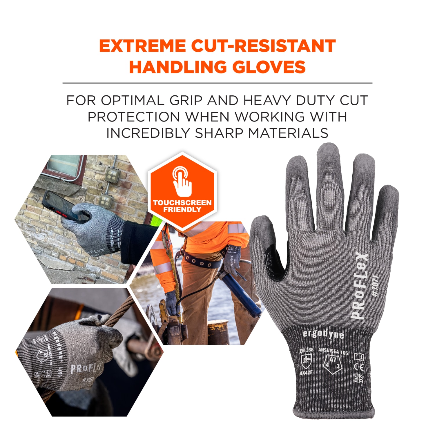 Ergodyne Proflex 7071-12PR PU-Coated Cut-Resistant Gloves, Gray, Medium, Set Of 12 Pairs - Image 4