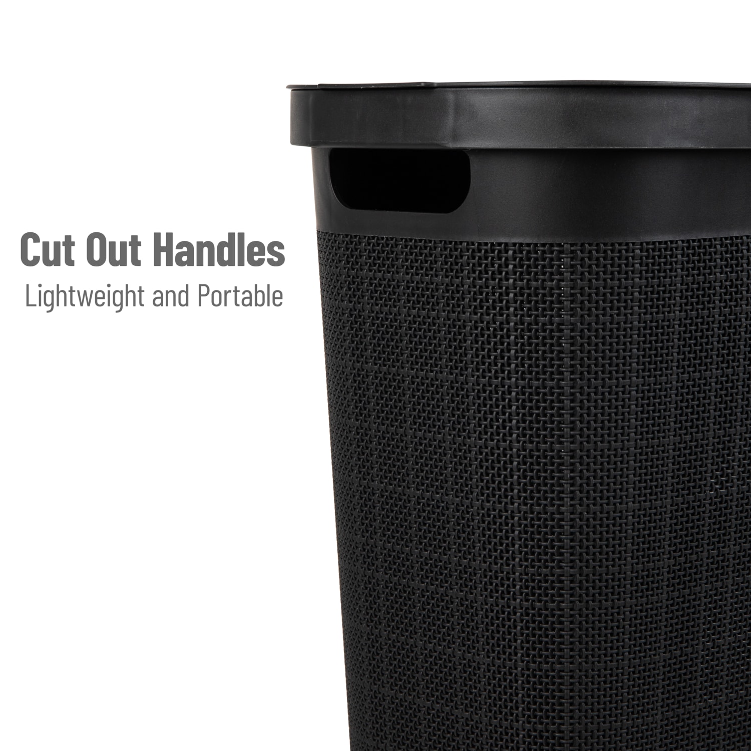 Mind Reader Linen Design Laundry Hamper, 40 L, 23-1/2inH x 10-3/4inW x 18-1/2inL, Black - Image 5