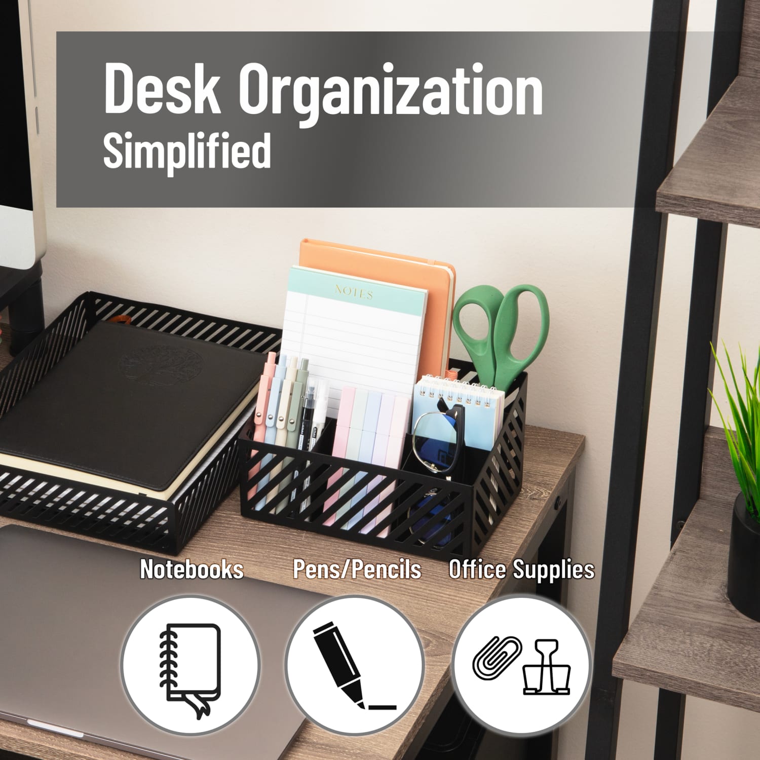 Mind Reader 5-Compartment Desktop Organizer And Mail Sorter, 4-3/4inH x 5-5/16inW x 8-1/2inD, Black, Total Qty 1 - Image 3