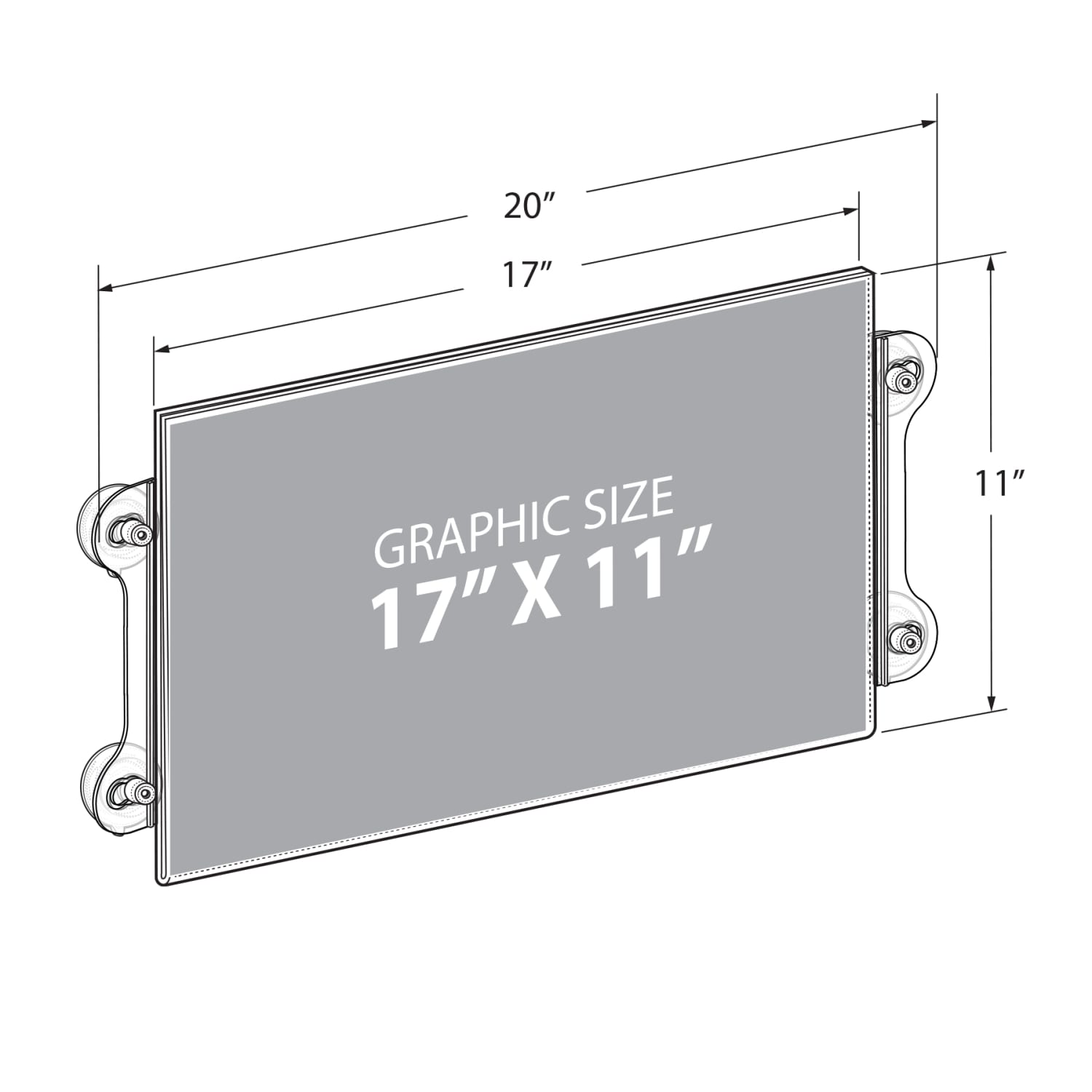 Azar Displays Clear Acrylic Window/Door Sign Holder Frame with Suction Cups 17ft"W x 11ft"H, Clear, Pack Of 2 - Image 3