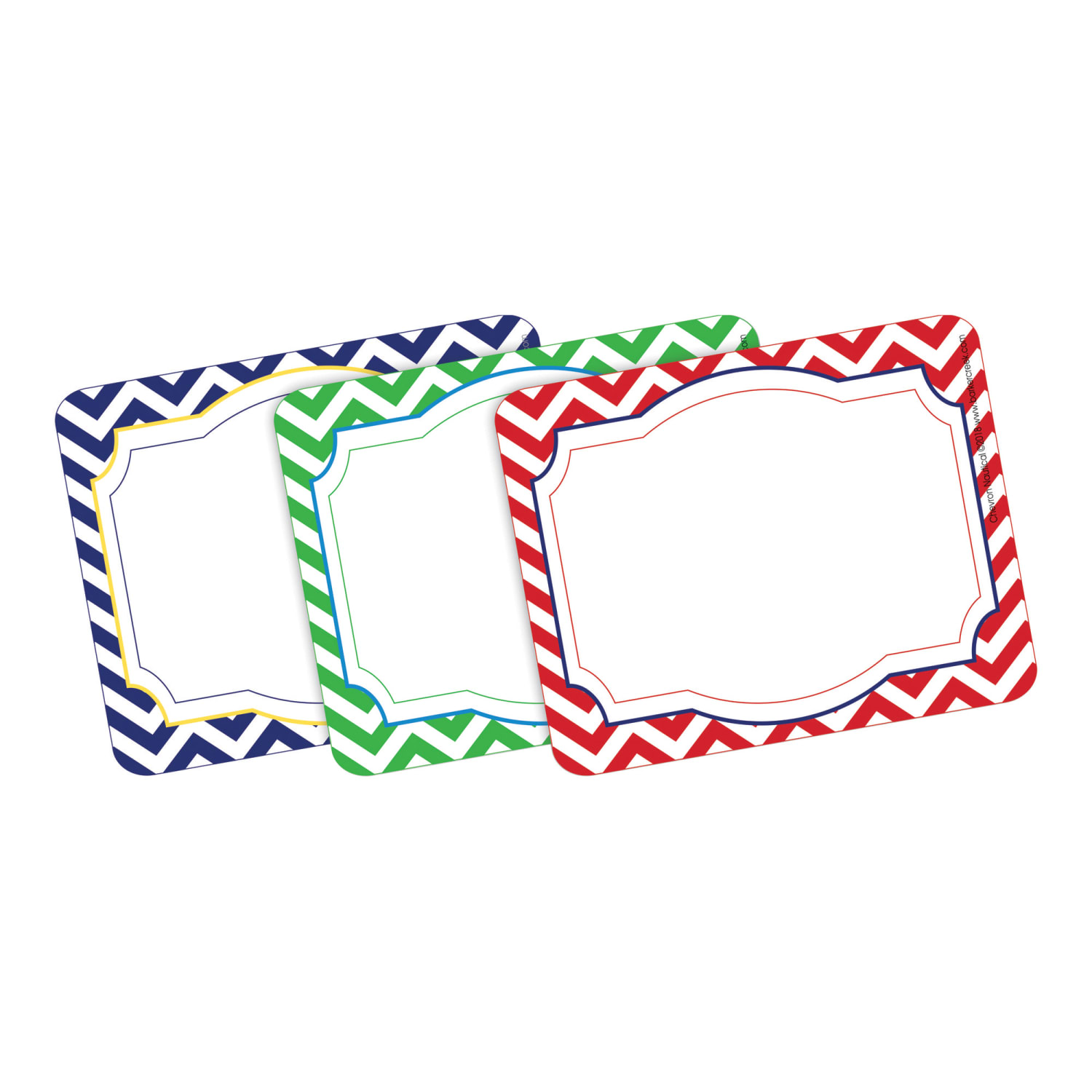 Barker Creek Self-Adhesive Name Badge Labels, 3 1/2in x 2 3/4in, Chevron Nautical, Pack Of 45 - Image 3