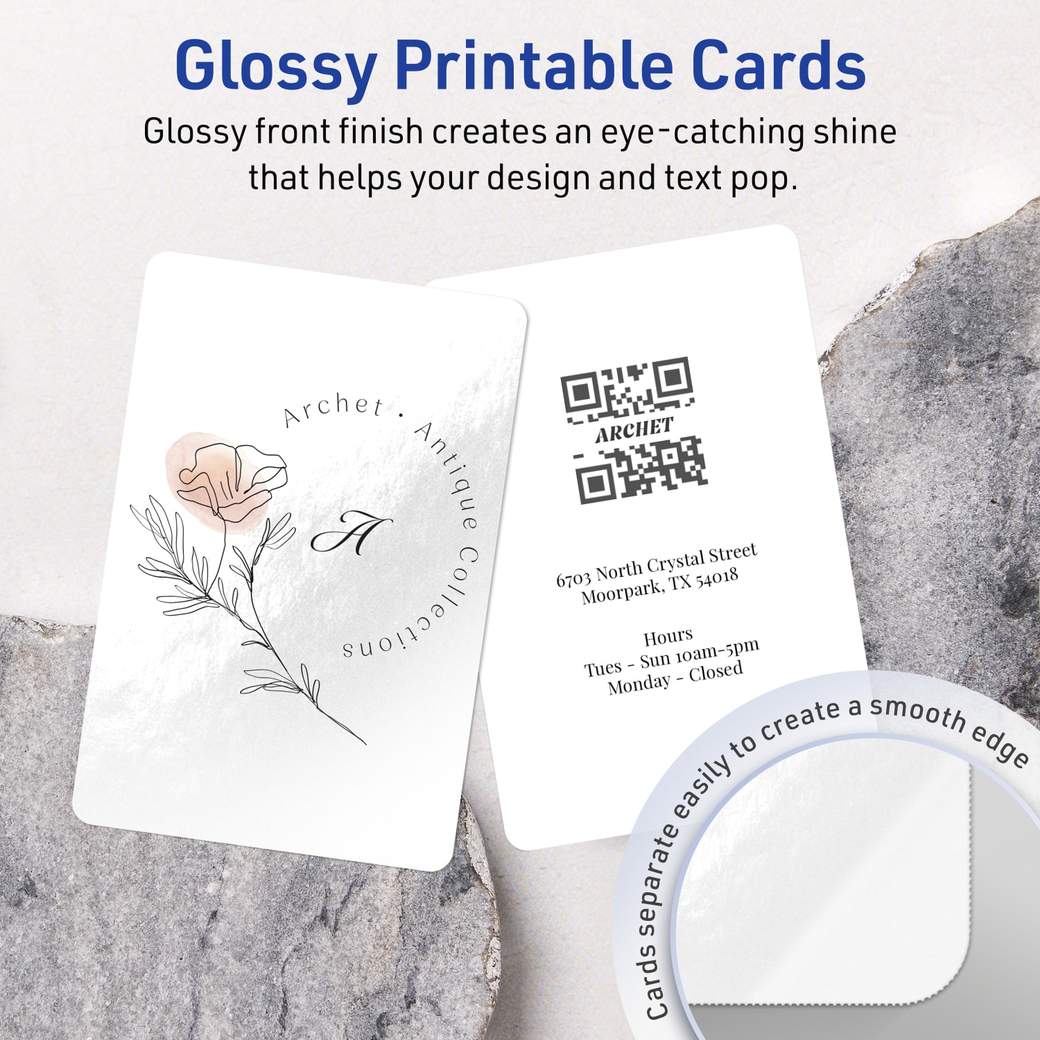 Avery Printable Invitation Cards, 5in x 7in Rectangle Rounded Corners, Glossy White, Pack Of 50 - Image 3