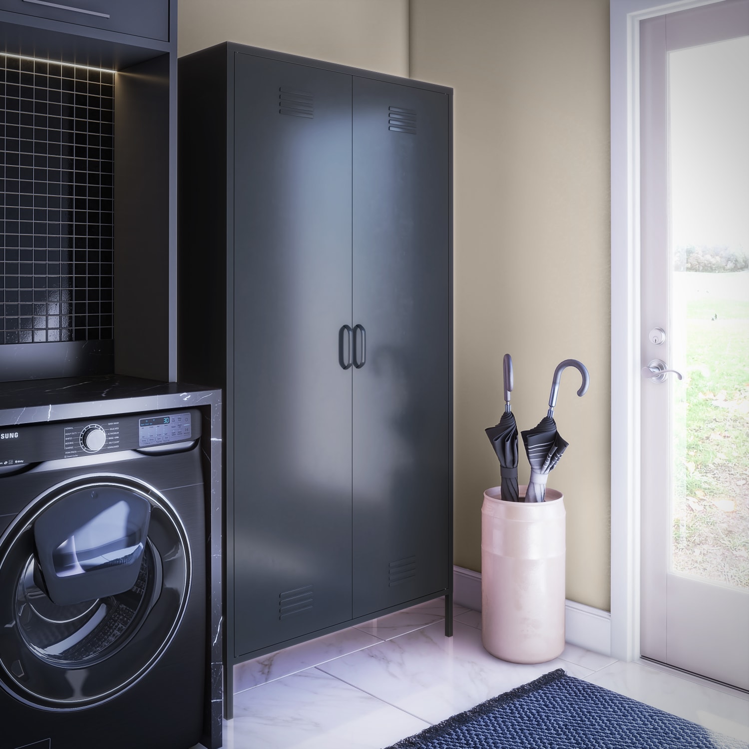 Ameriwood Home Mission District Tall 2-Door Metal Locker Cabinet, 72-7/8inH x 35-7/16inW x 15-3/4inD, Black - Image 5