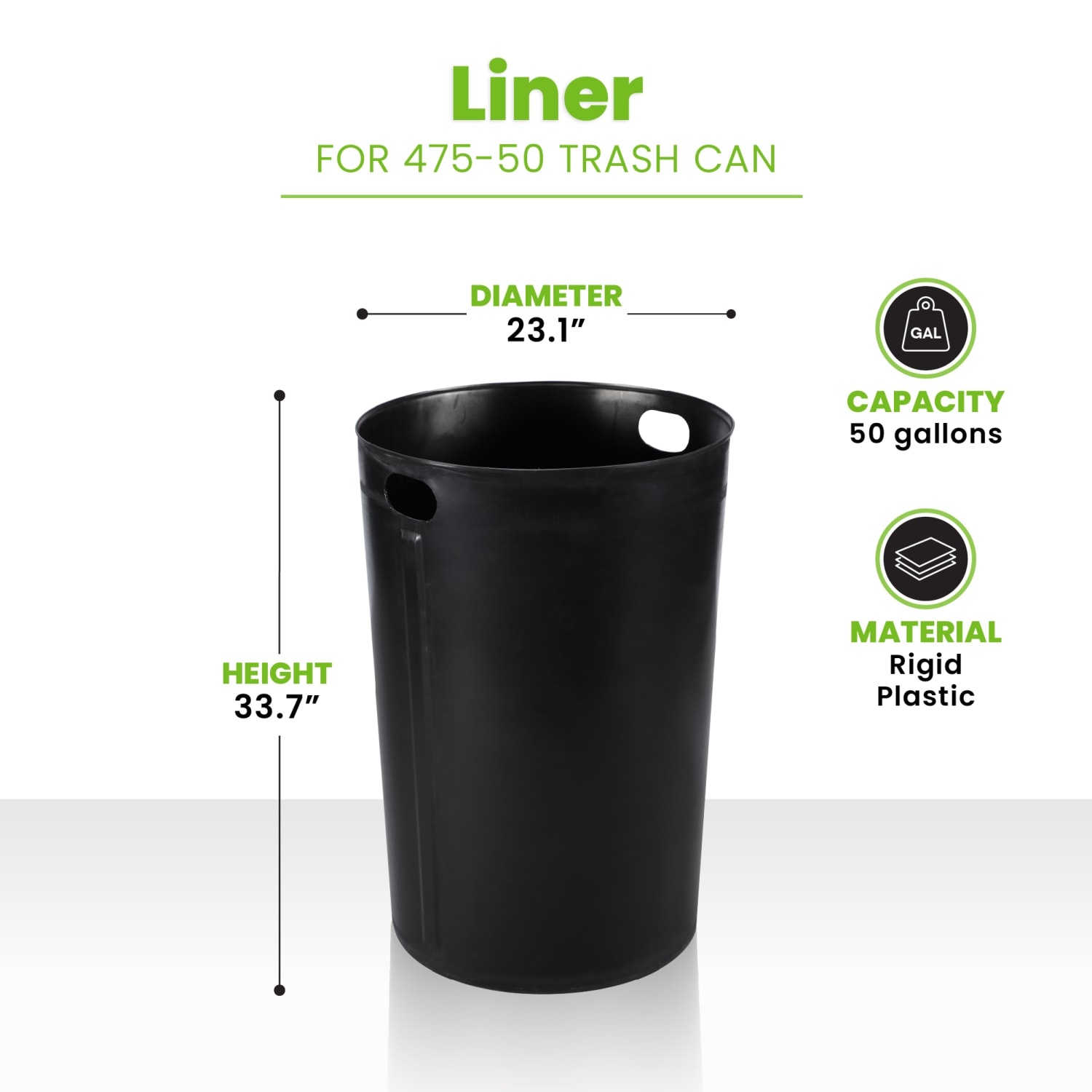 Alpine Industries 50 Gal. Plastic Waterproof  Round Trash Can Insert Liner with Handles for Indoor Trash Can - Image 4