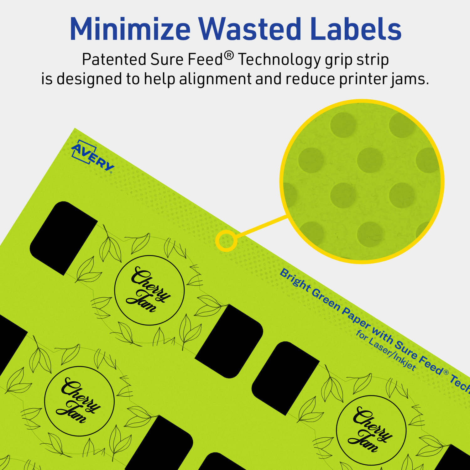 Avery Print-To-The-Edge Labels With Sure Feed Technology, 94122-BGP20, Cigar, 1-1/2in x 3-1/2in, Matte Bright Green, Pack of 200 - Image 5