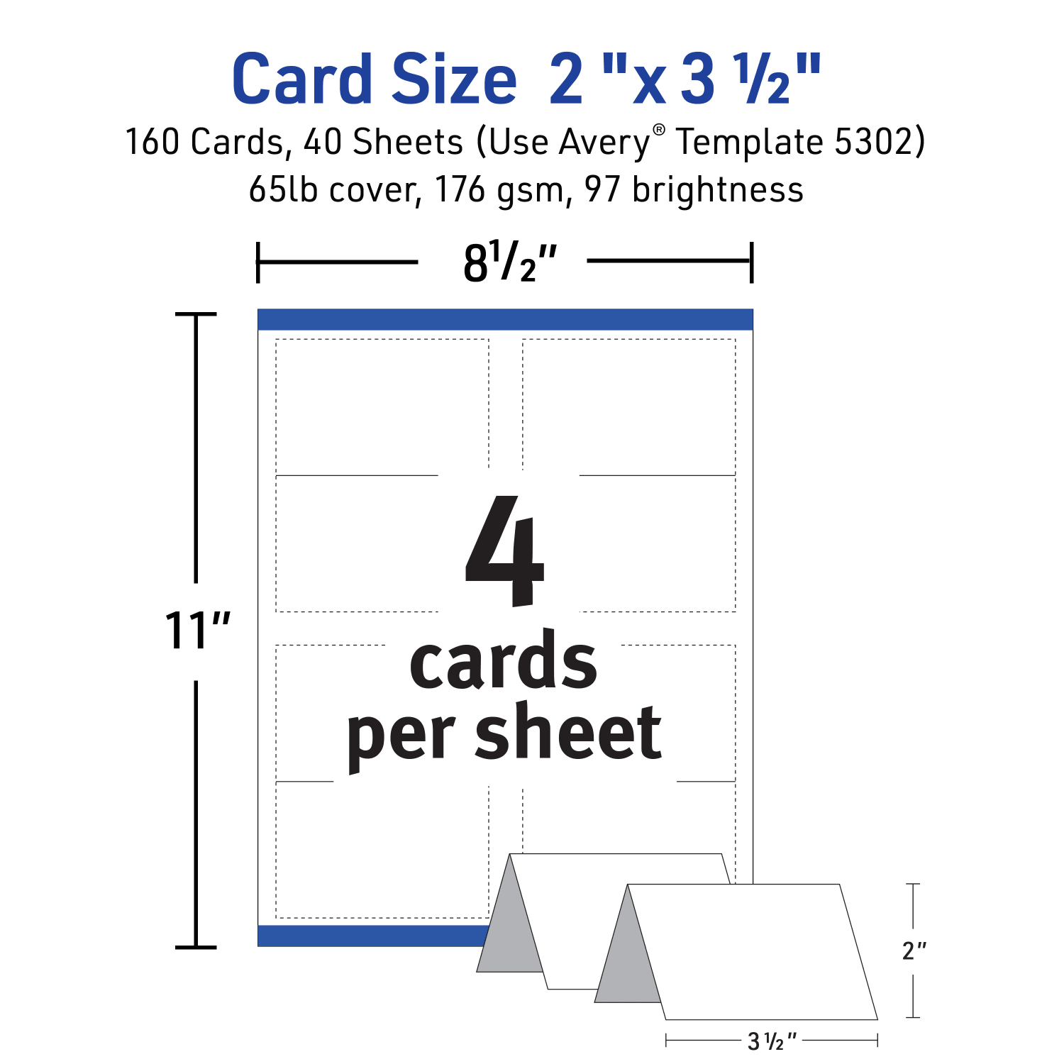 Avery Printable Small Tent Cards With Sure Feed Technology, 2in x 3.5in, White, 160 Blank Place Cards - Image 5