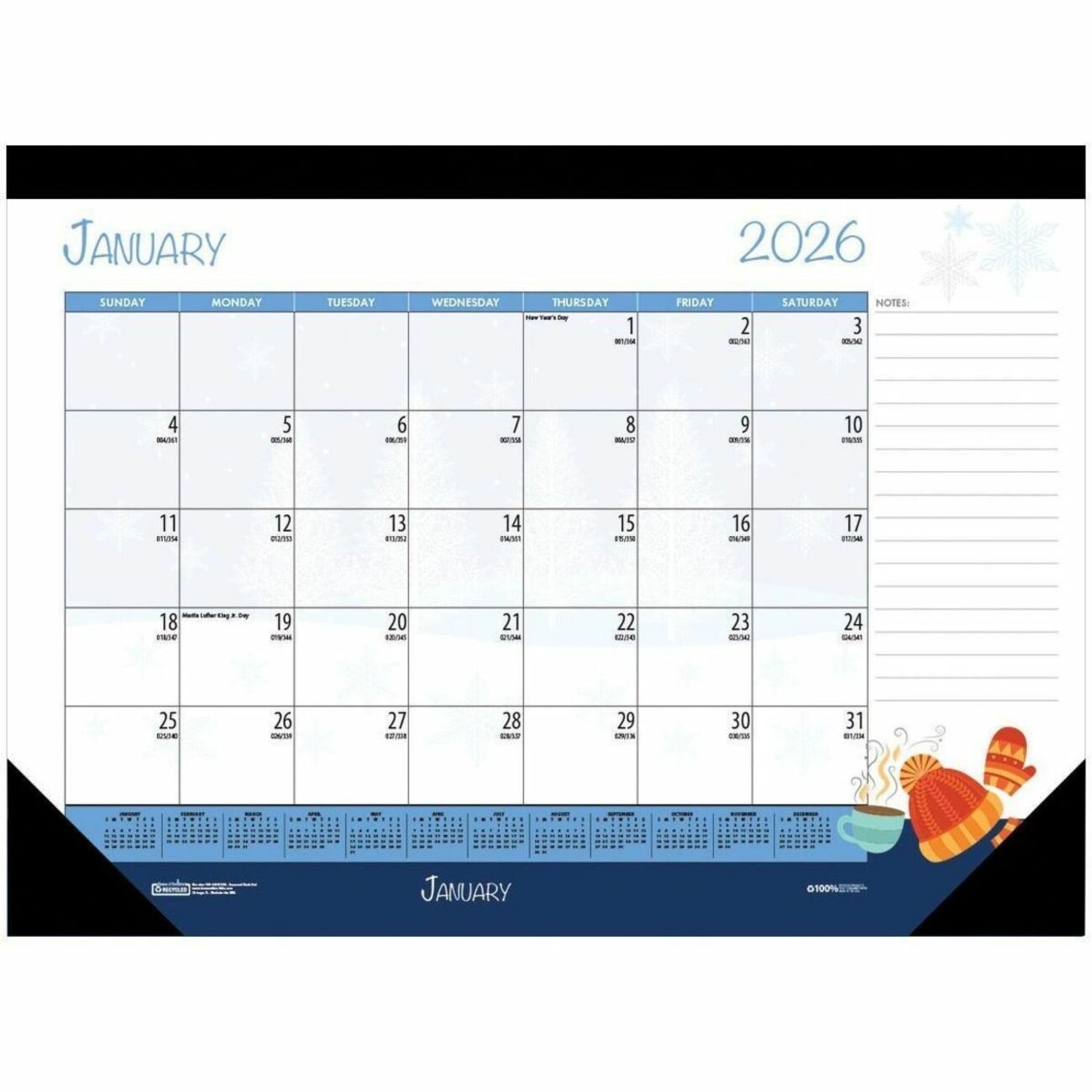 House of Doolittle Monthly Deskpad Calendar Seasonal Holiday Depictions 22x 17 Inches - Julian Dates - HOD139