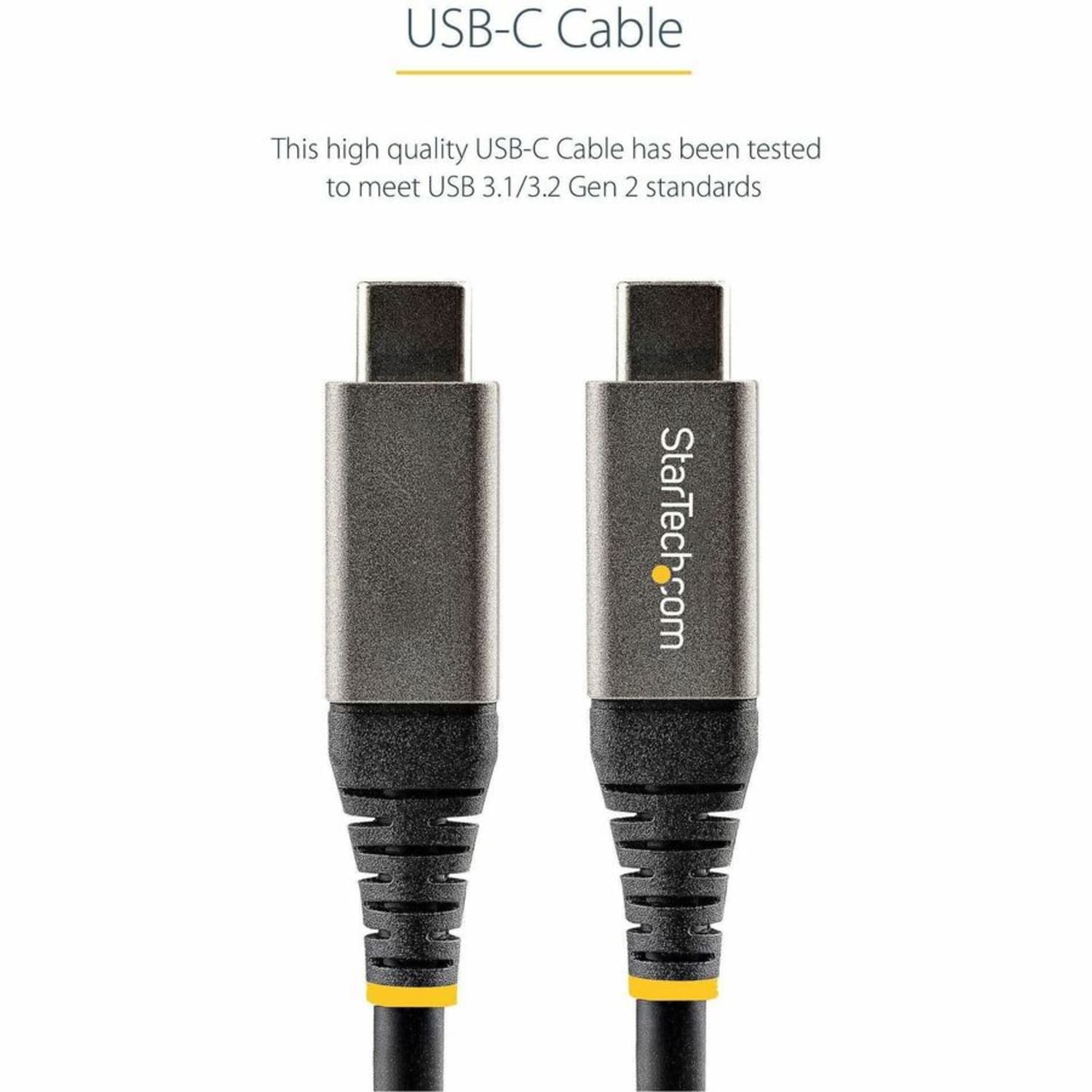 StarTech.com 20in 50cm USB C Cable 10Gbps, USB 3.1 Type-C Cable, 5A/100W, DP Alt Mode, USB-C Cord  - USB31CCV50CM - Image 5