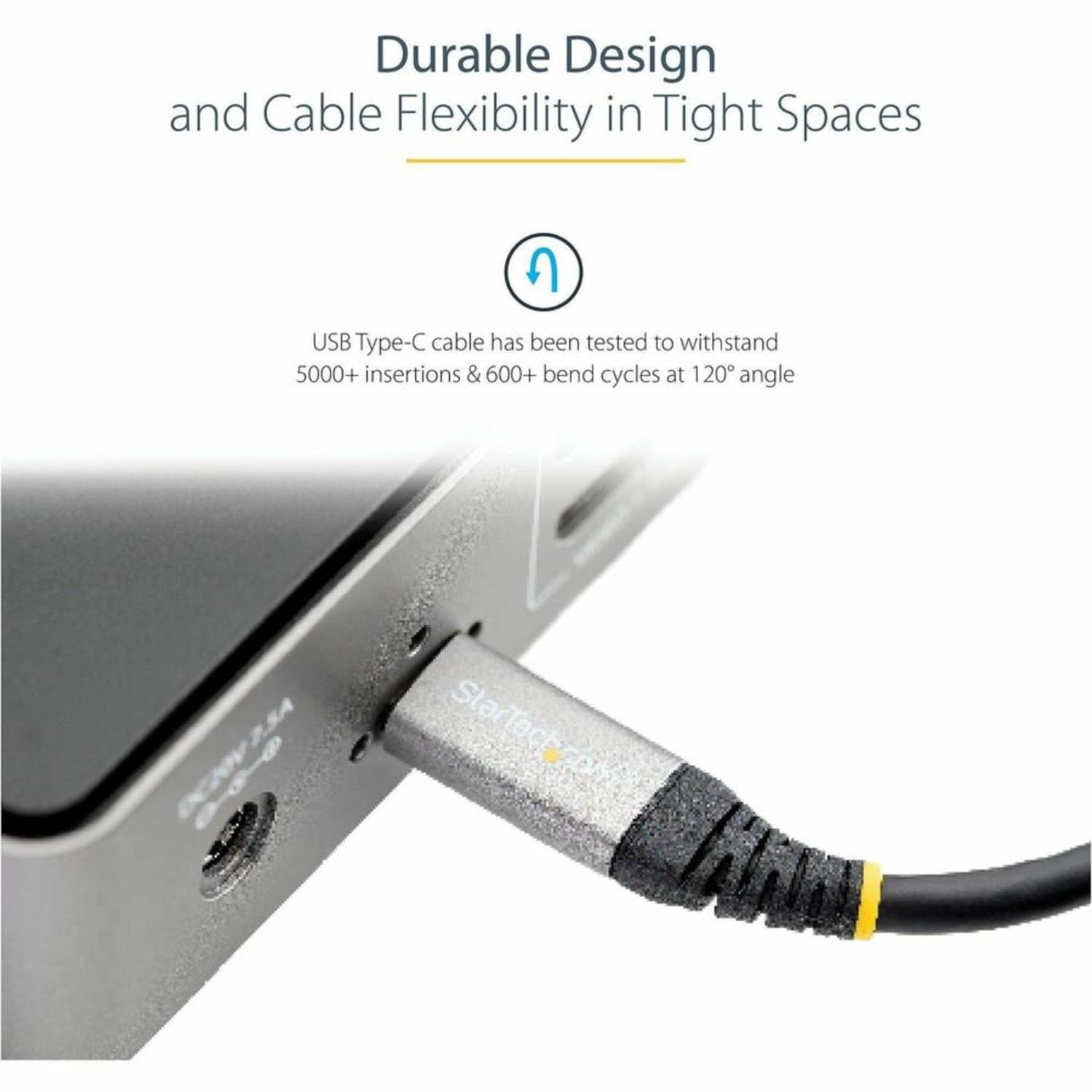 StarTech.com 20in 50cm USB C Cable 10Gbps, USB 3.1 Type-C Cable, 5A/100W, DP Alt Mode, USB-C Cord  - USB31CCV50CM - Image 6