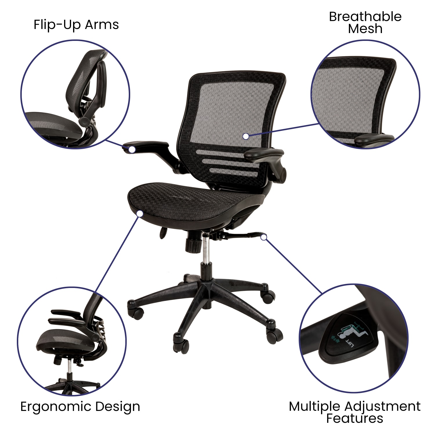 Flash Furniture Mesh MidBack Executive Office Chair Black PopularChairscom Flash Furniture Mesh Mid Back Executive Office Chair Black PopularChairscom