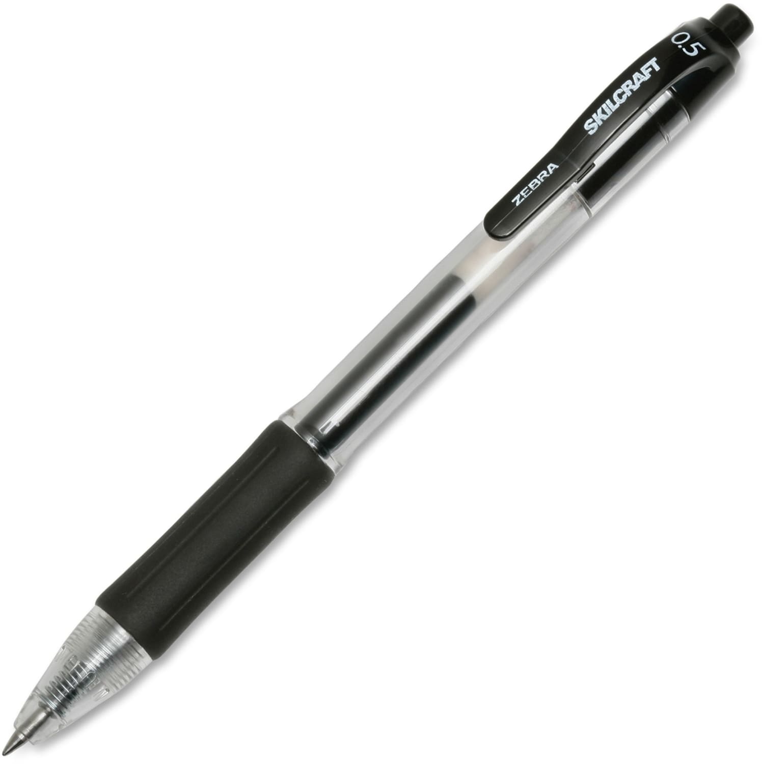 SKILCRAFT Zebra Gel-Ink Retractable Rollerball Pens, 0.5 mm, Fine Point, Black Barrel, Black Ink, Pack Of 12 (AbilityOne 7520-01-647-1706) - Image 3