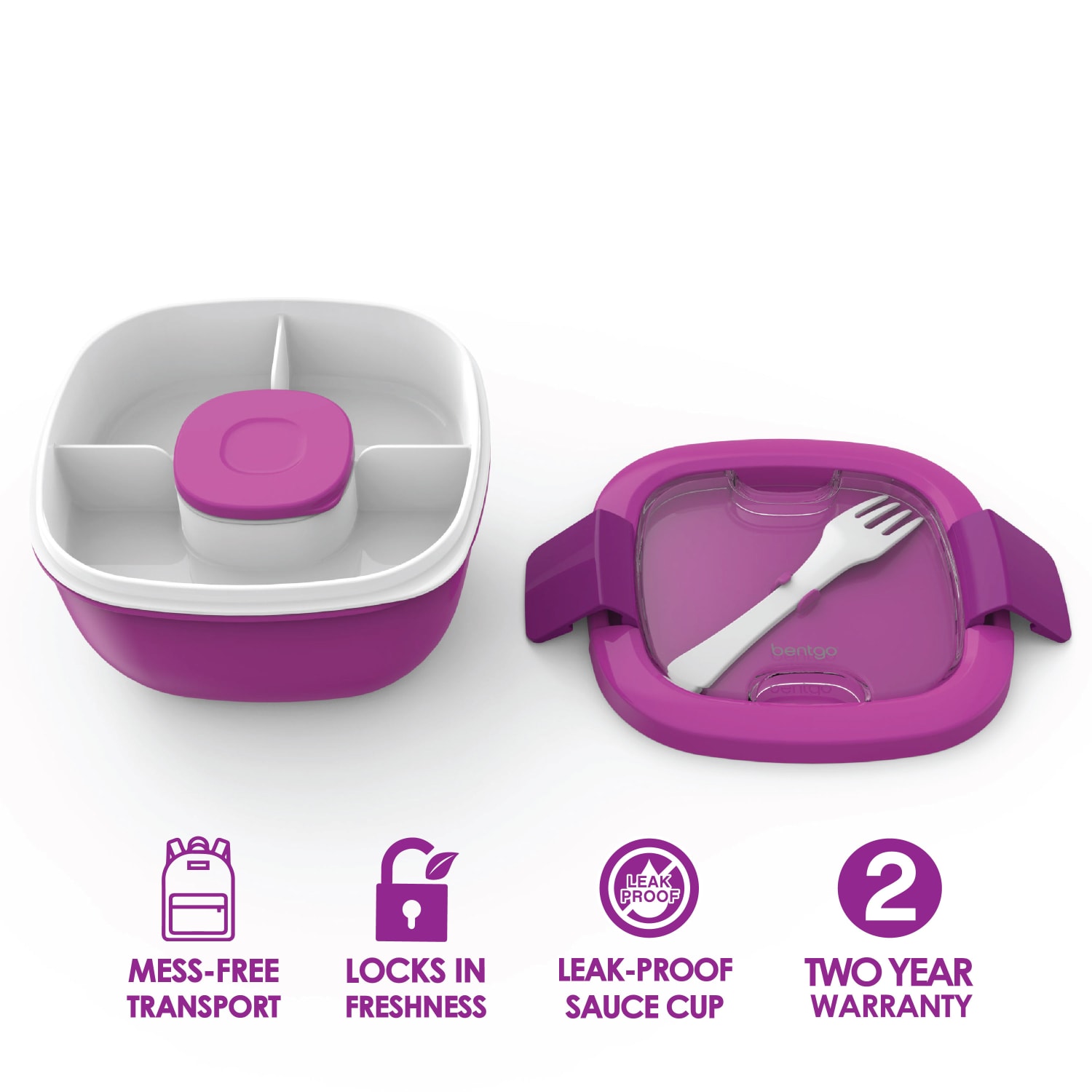 Bentgo Salad Lunch Container, 4in x 7-1/4in, Purple - Image 3