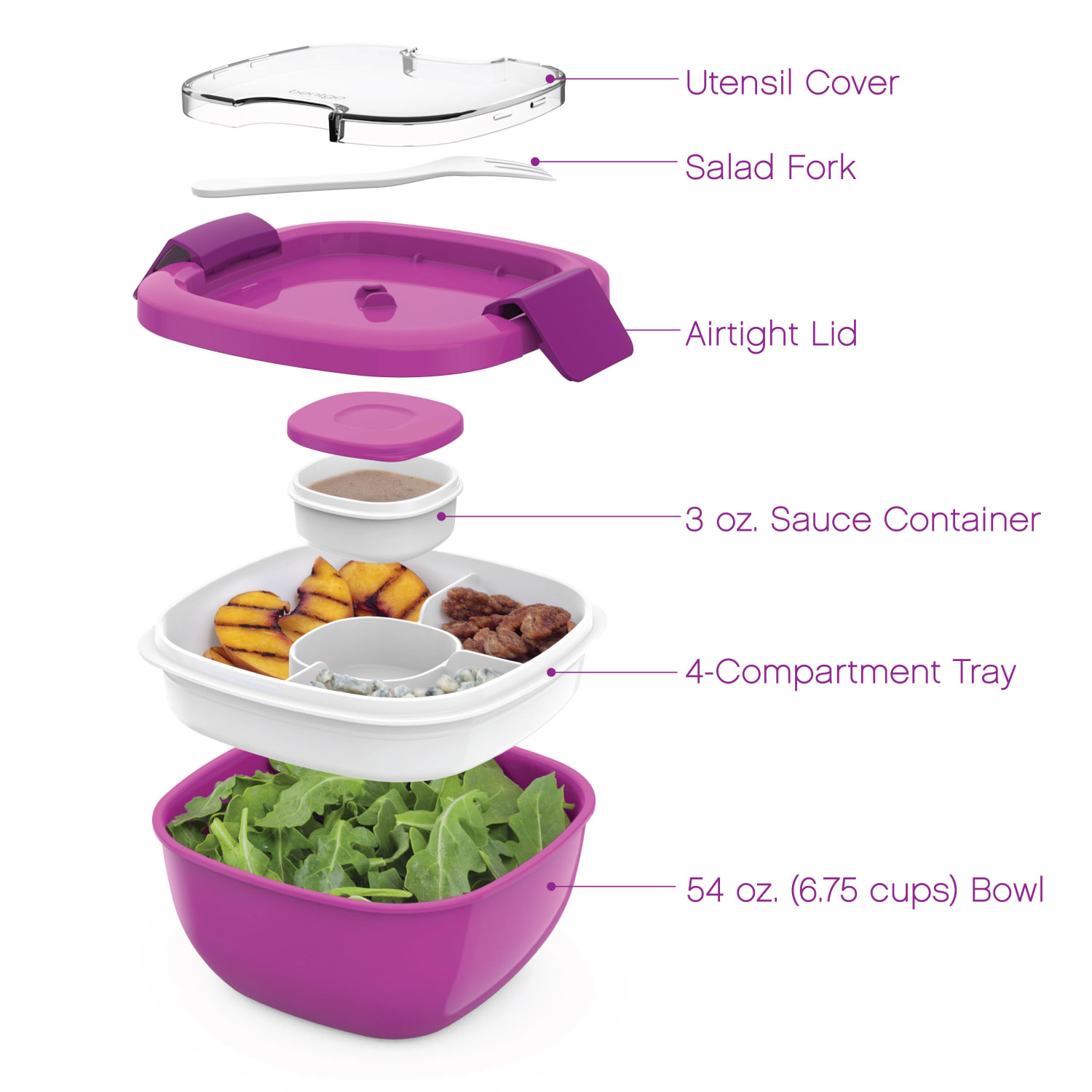 Bentgo Salad Lunch Container, 4in x 7-1/4in, Purple - Image 4