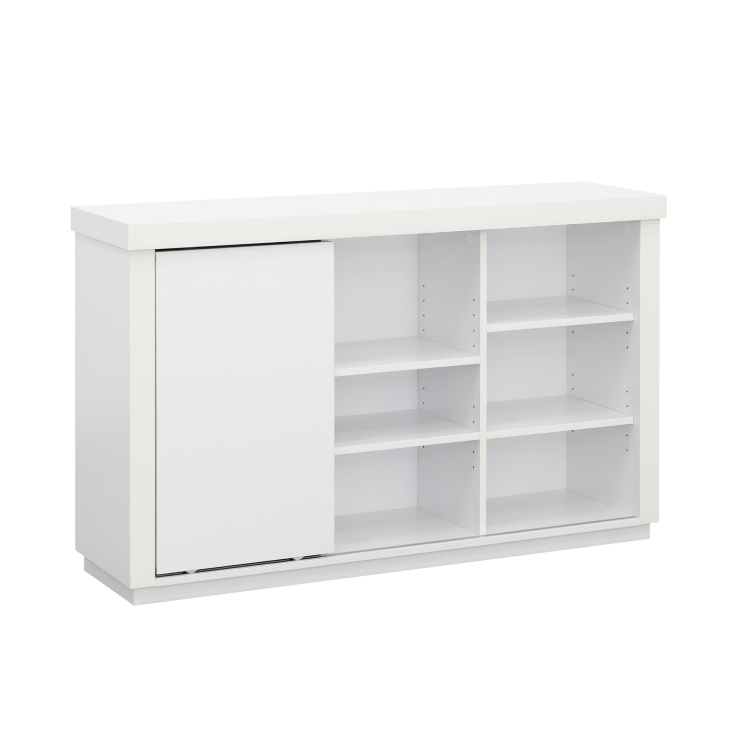 Sauder Northcott 30inH 9-Shelf Horizontal Display Bookcase With Sliding Door, White - Image 3