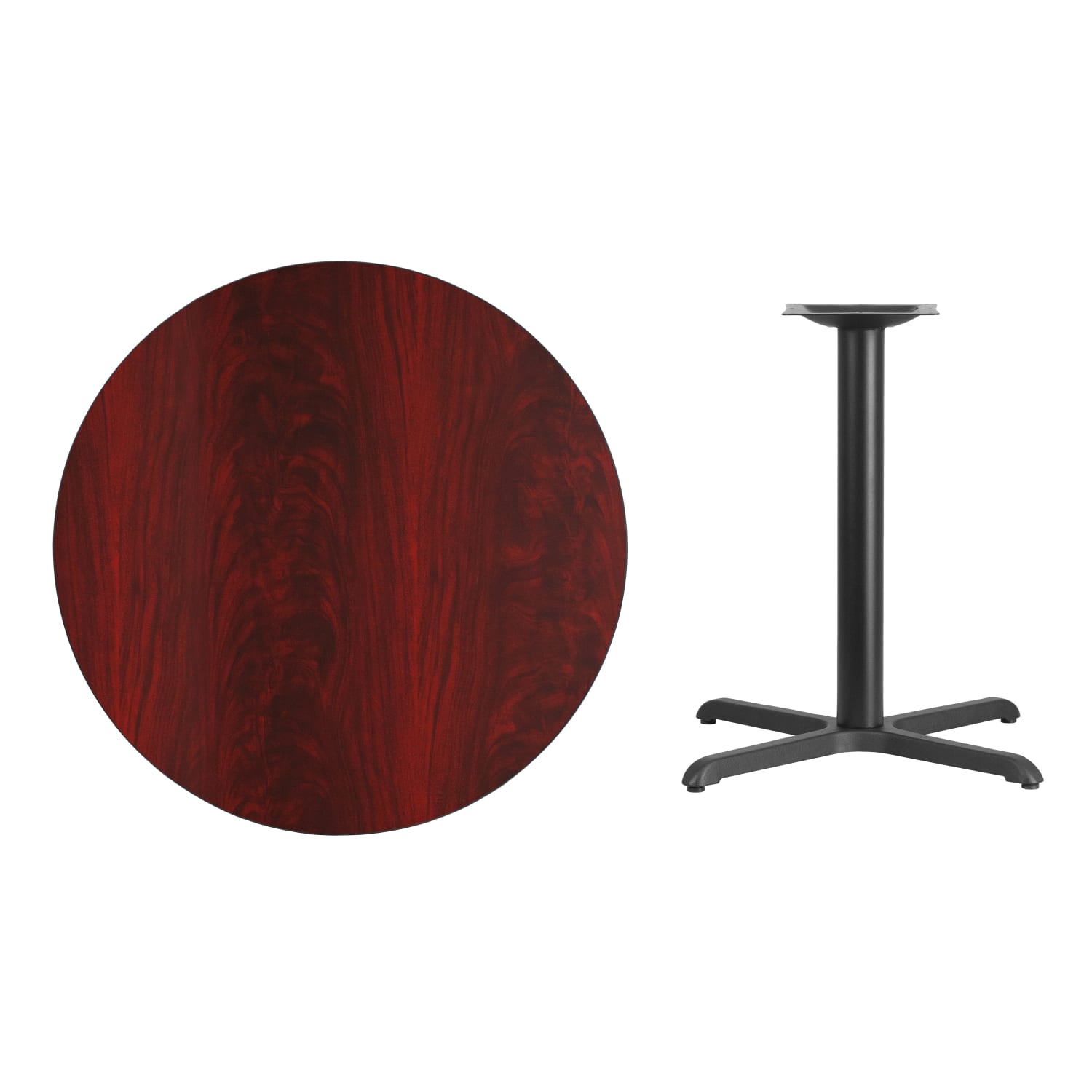 Flash Furniture Round Laminate Table Top With Table Height Base, 31-3/16inH x 36inW x 36inD, Mahogany - Image 3