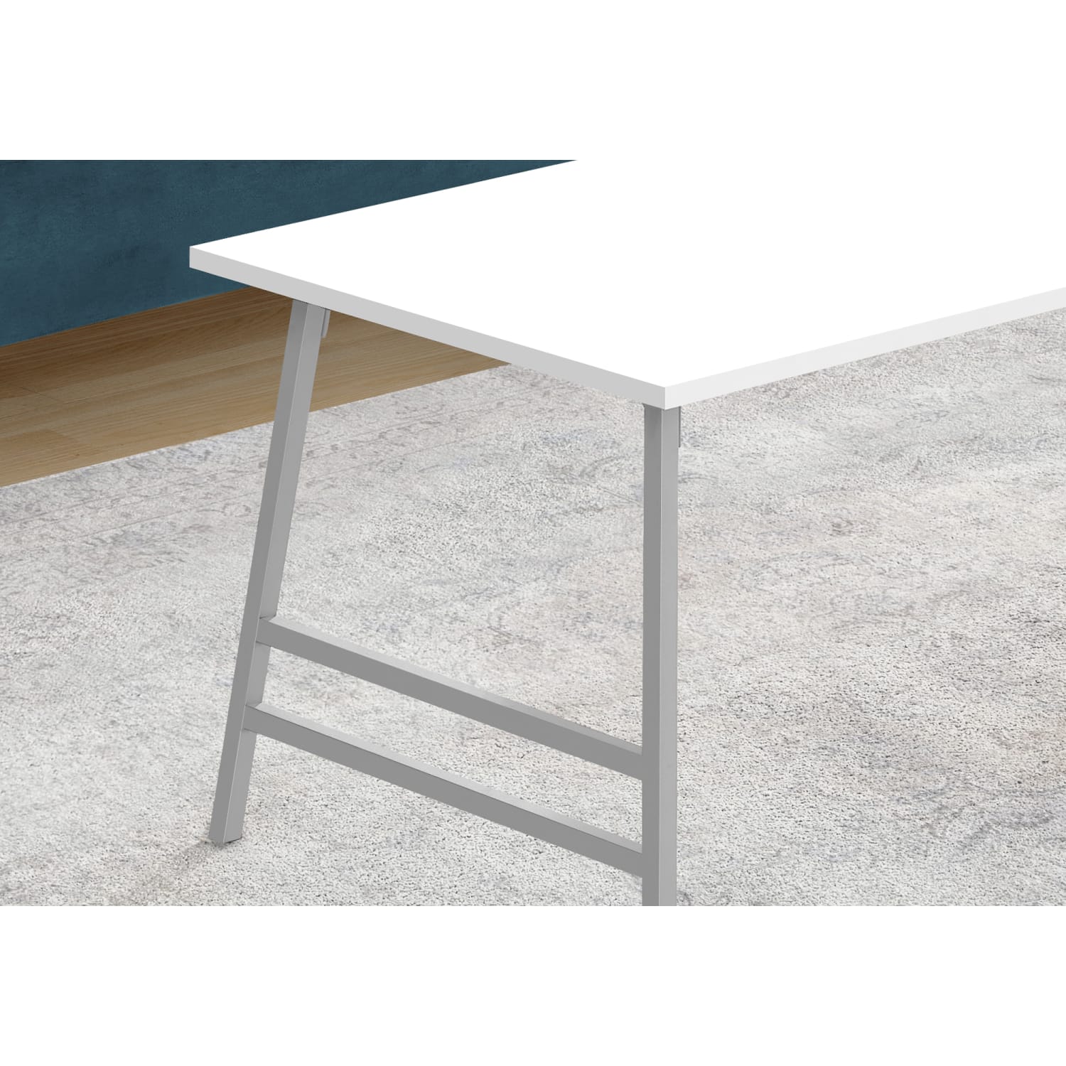 Monarch Specialties Sharon Laminate/Metal Rectangular Coffee Table, 18inH x 40inW x 20inD, White/Gray - Image 3