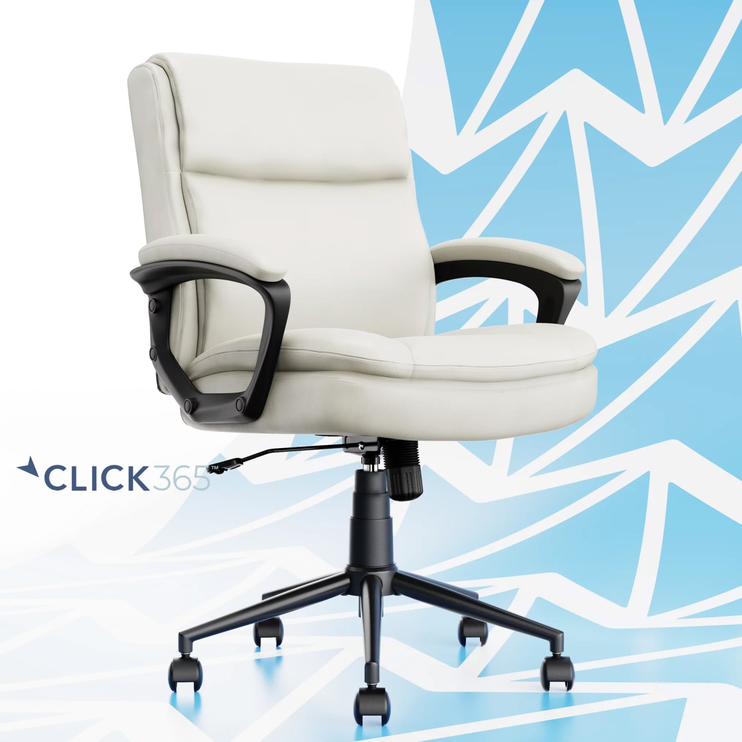 Click365 Transform 20 Ergonomic Bonded Leather Mid Back Office Chair WhiteBlack PopularChairscom
