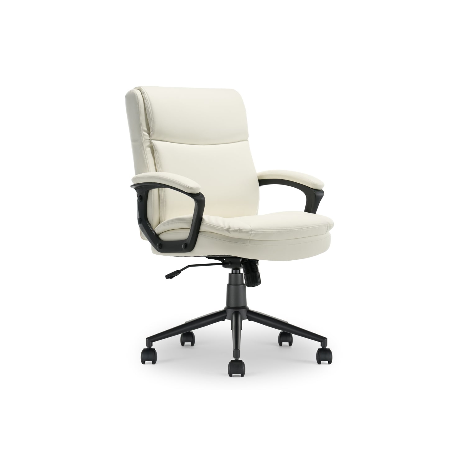 Click365 Transform 20 Ergonomic Bonded Leather Mid Back Office Chair WhiteBlack PopularChairscom