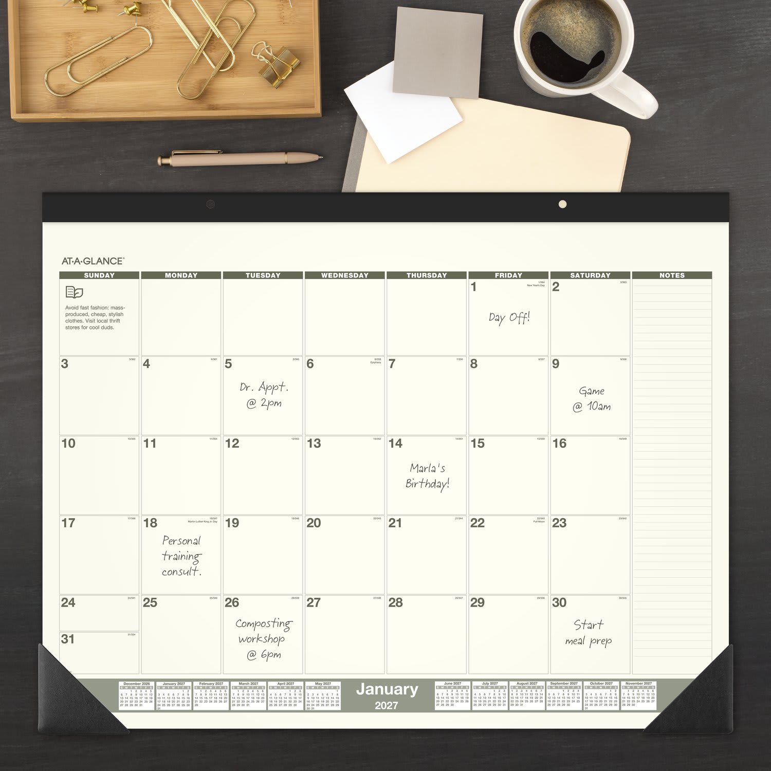 AT-A-GLANCE 2027 Recycled Monthly Desk Pad Calendar, Standard, 21 3/4in x 17in - Image 3