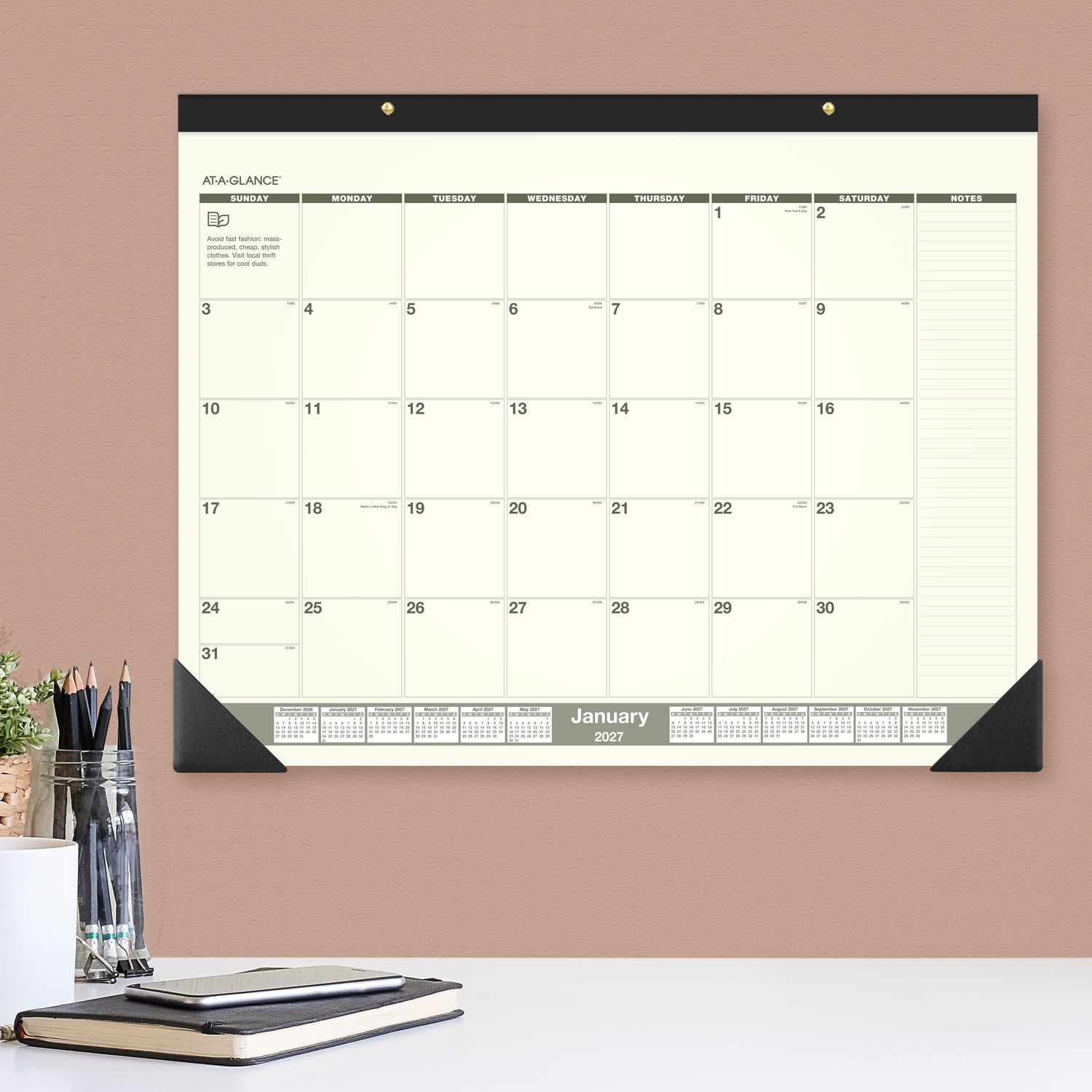 AT-A-GLANCE 2027 Recycled Monthly Desk Pad Calendar, Standard, 21 3/4in x 17in - Image 5