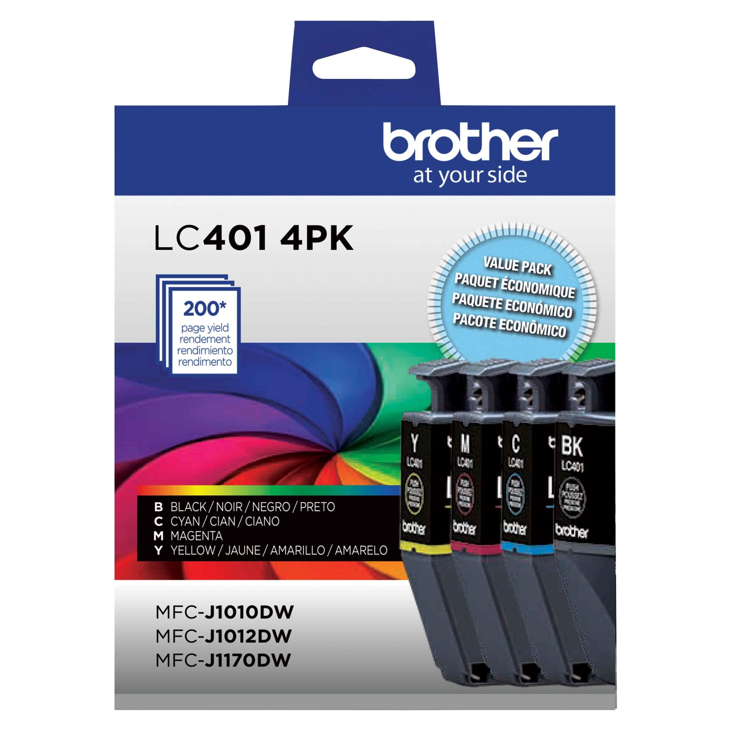 Brother LC401 Genuine Multi-Pack Ink, Black/Cyan/Magenta/Yellow, Pack Of 4 Cartridges, LC4014PKS - Image 3