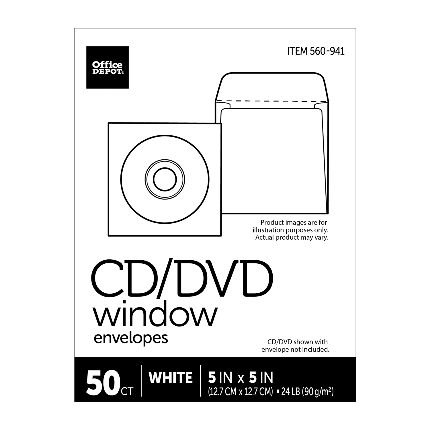 Office Depot Brand CD/DVD Window Envelopes, 5in x 5in, White, Pack Of 50 - Image 6