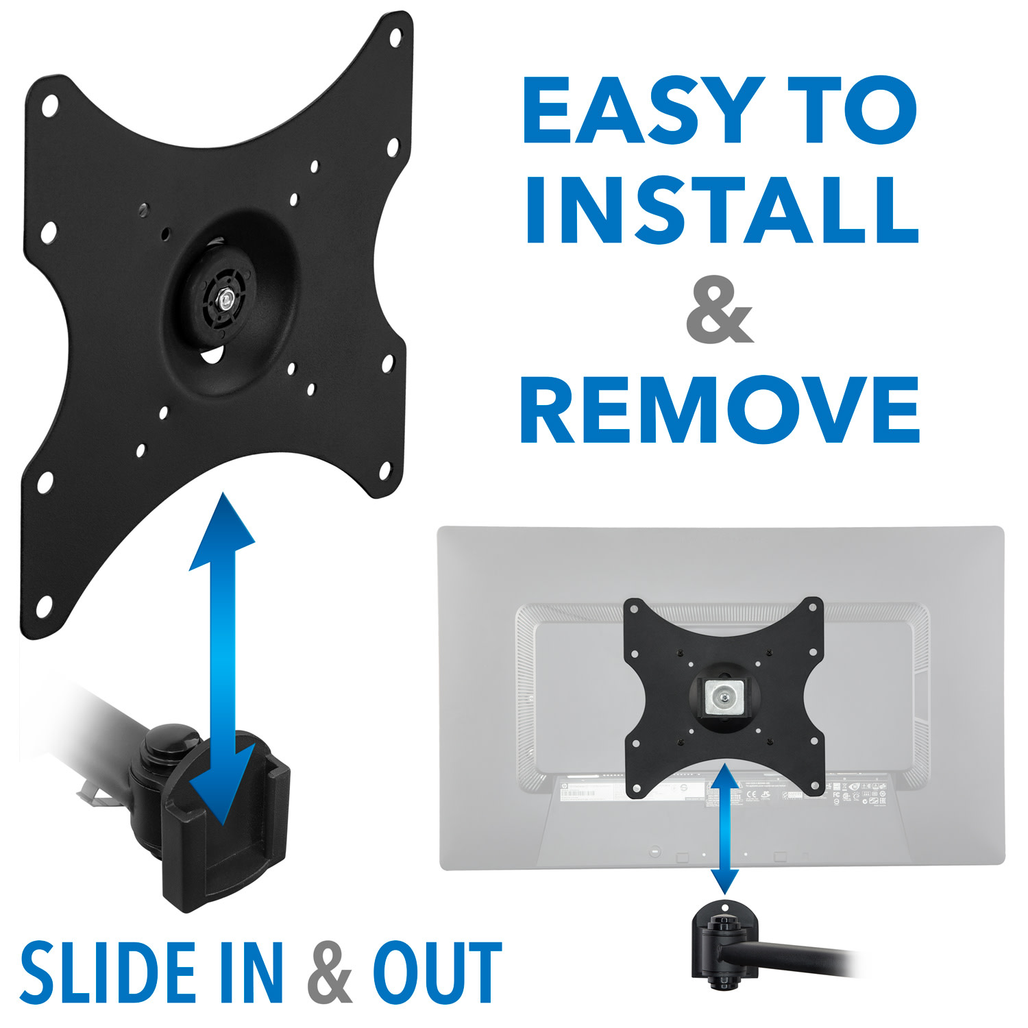 Mount-It! Lockable Wall-Mount Bracket For 13 - 42in TVs, 9.3inH x 11inW x 3.5inD, Black - Image 6