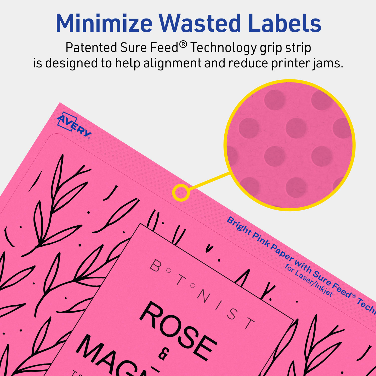 Avery Printable Labels With Sure Feed Technology, 94259-BPP40, Rectangle, 5in x 8-1/8in, Matte Bright Pink, Pack of 80 - Image 5