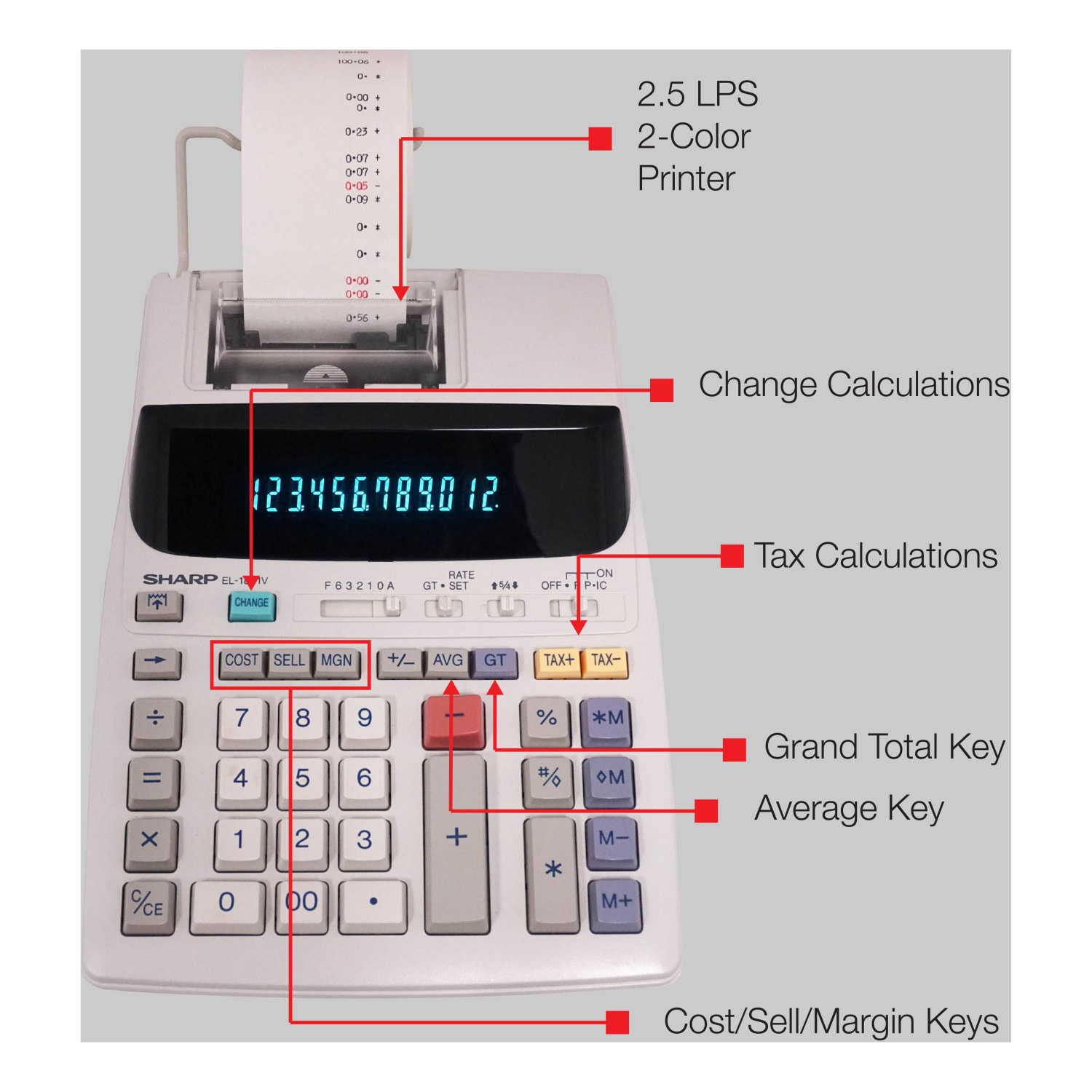 Sharp EL-1801V 12-Digit Printing Calculator - Image 6