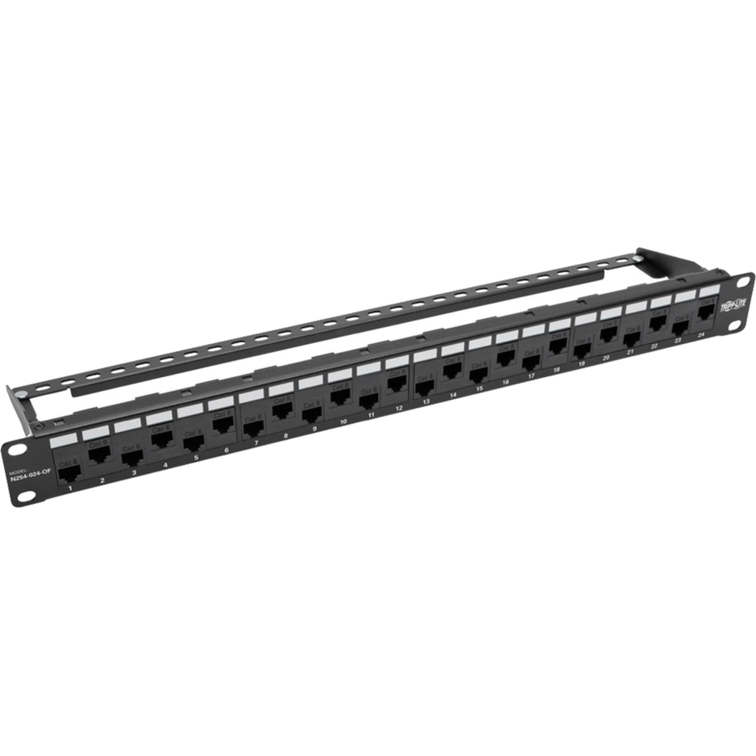 Eaton Tripp Lite Series 24-Port 1U Rack-Mount Cat5e/6 Offset Feed-Through Patch Panel with Cable Management Bar, RJ45 Ethernet, TAA - N254024OF - Image 5