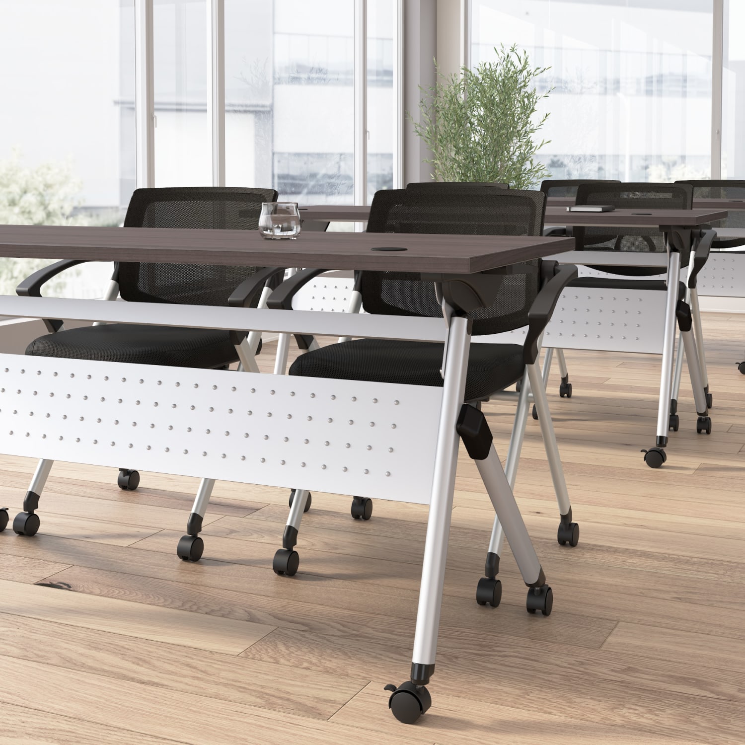 Bush Business Furniture Envision 72inW Folding Training Table with Powered Grommets, Storm Gray/Cool Gray Metallic, Standard Delivery - Image 5