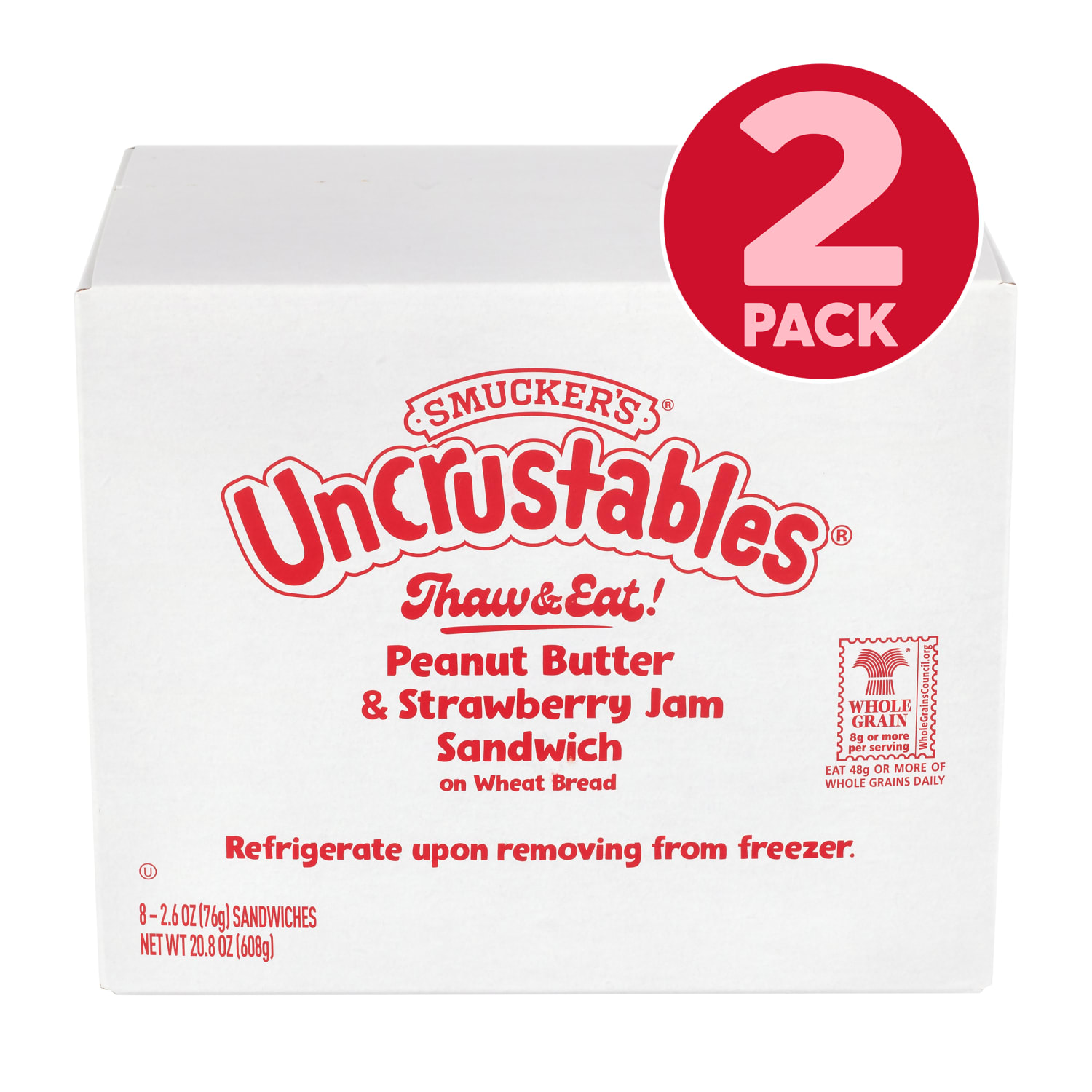 Smuckers Peanut Butter & Strawberry Wheat Uncrustables, 2.6 Oz, Total Qty 16 - Image 3