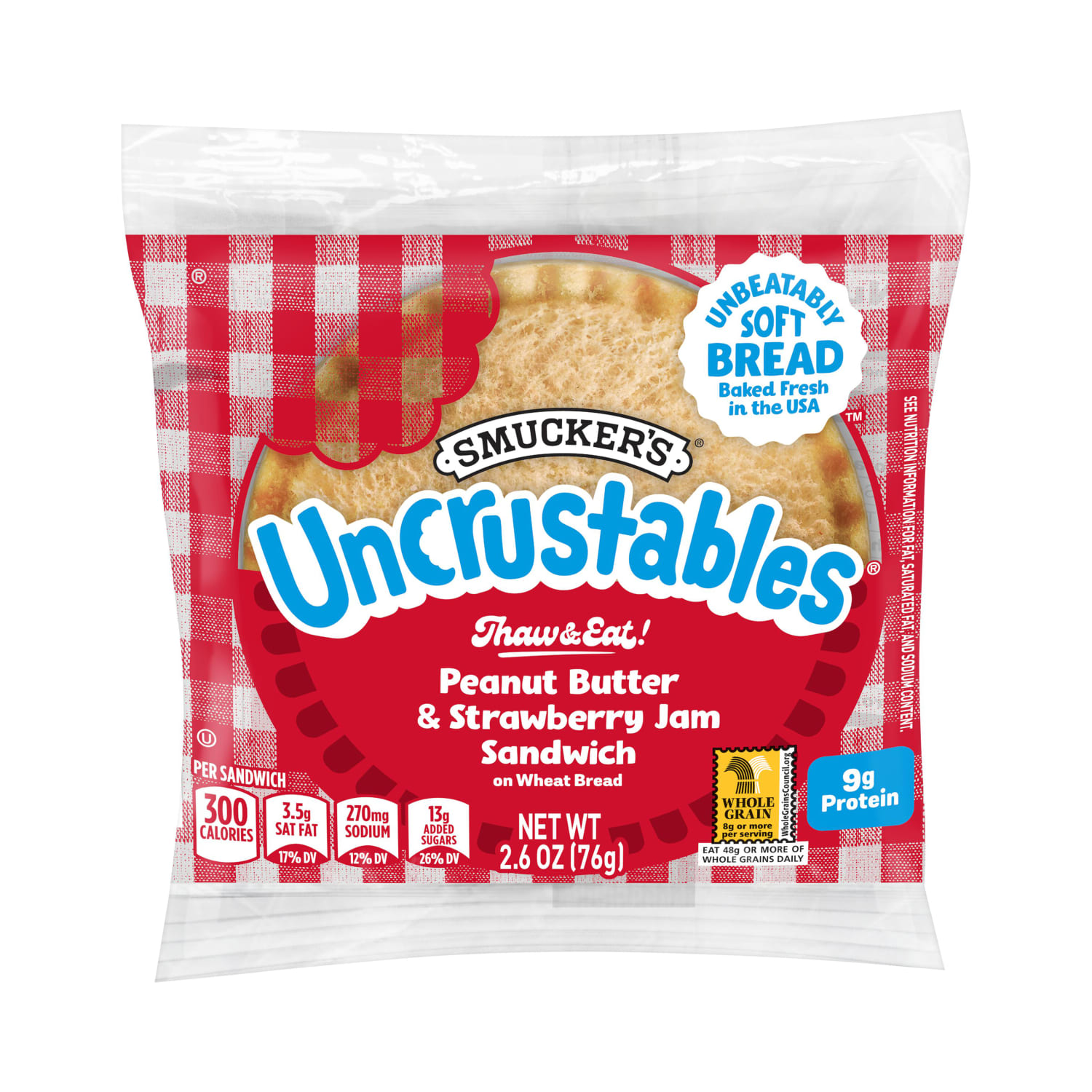 Smuckers Peanut Butter & Strawberry Wheat Uncrustables, 2.6 Oz, Total Qty 16 - Image 4