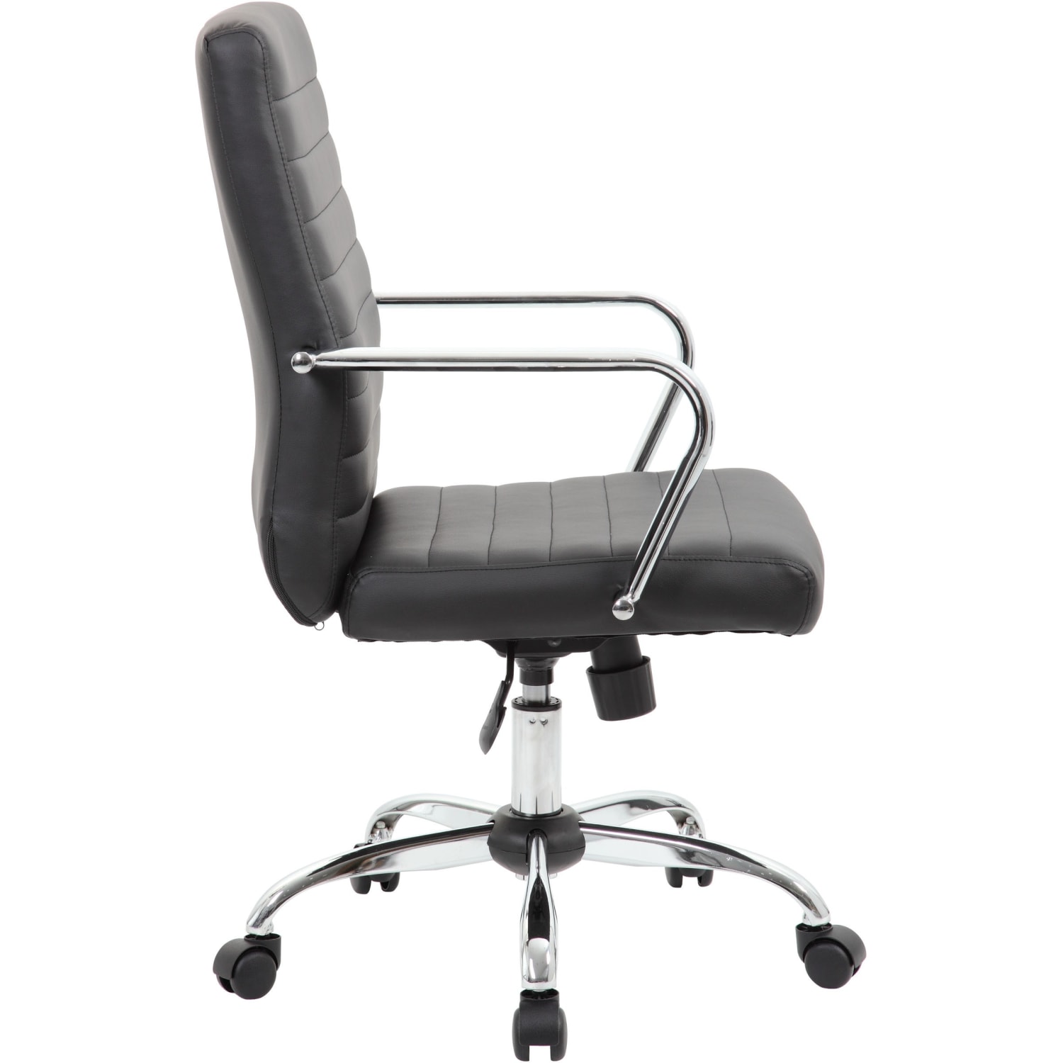 Boss Office Products Retro Caressoft Vinyl Mid Back Task Chair BlackChrome PopularChairscom
