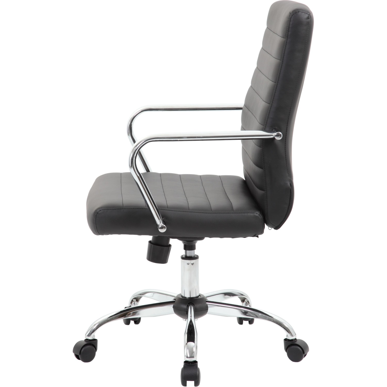 Boss Office Products Retro Caressoft Vinyl Mid Back Task Chair BlackChrome PopularChairscom
