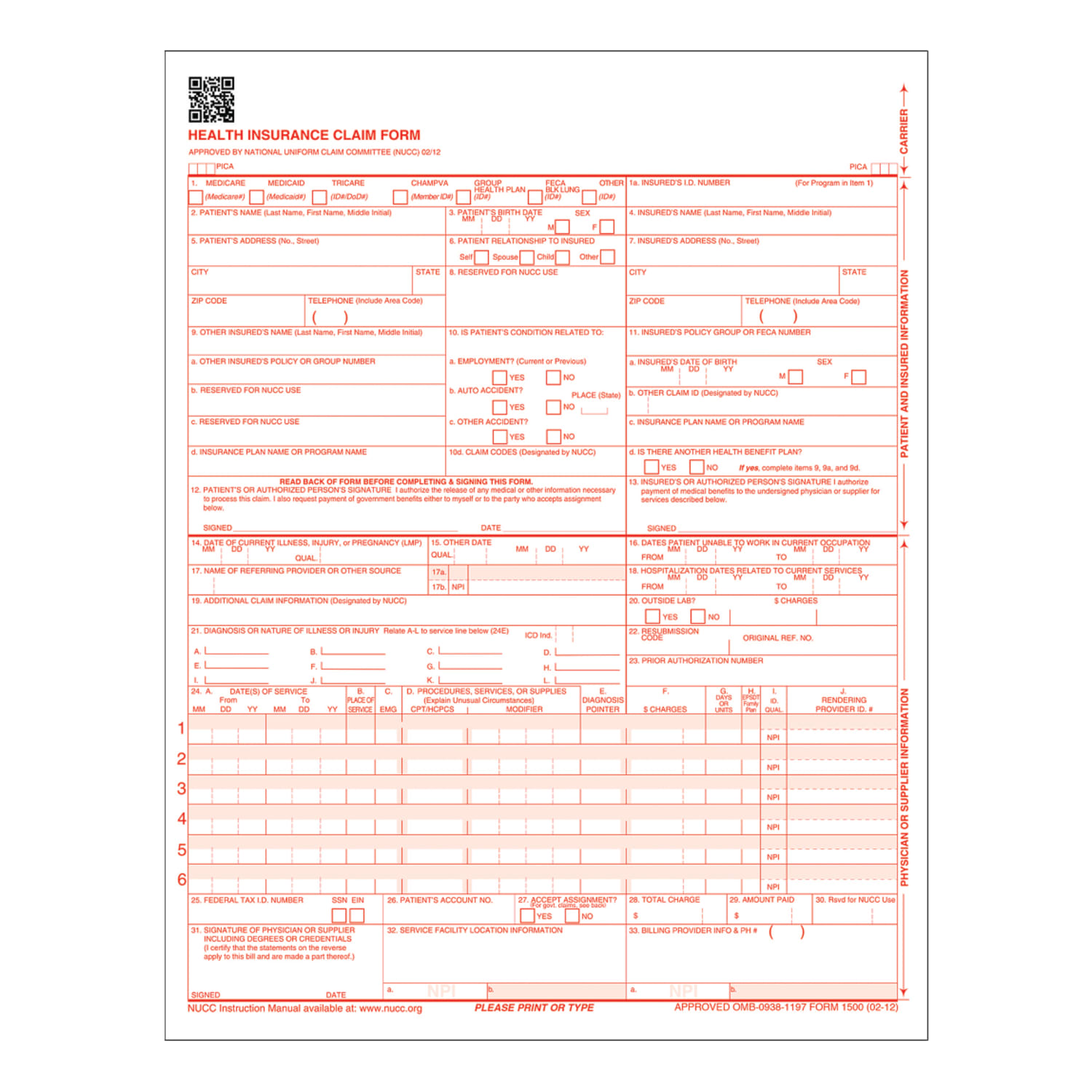 TOPS Laser CMS Claim Forms, 8 1/2in x 11in, Pack Of 500