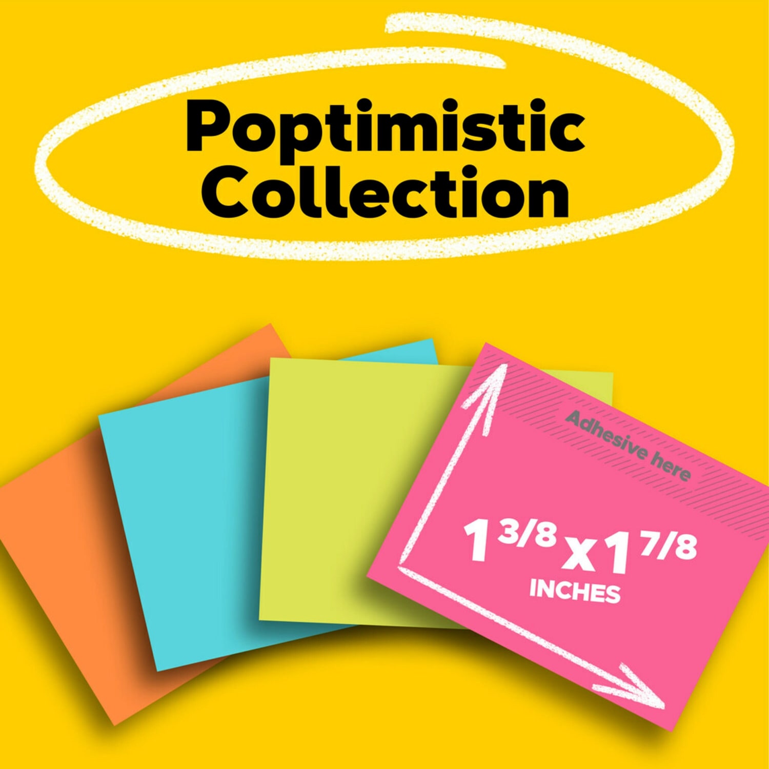 Post-it Notes, 12 Pads, 1 3/8 in x 1 7/8 in, Clean Removal, School Supplies and Office Products, Sticky Notes for Vertical Surfaces, Monitors, Walls and Windows, Poptimistic Collection - Image 3