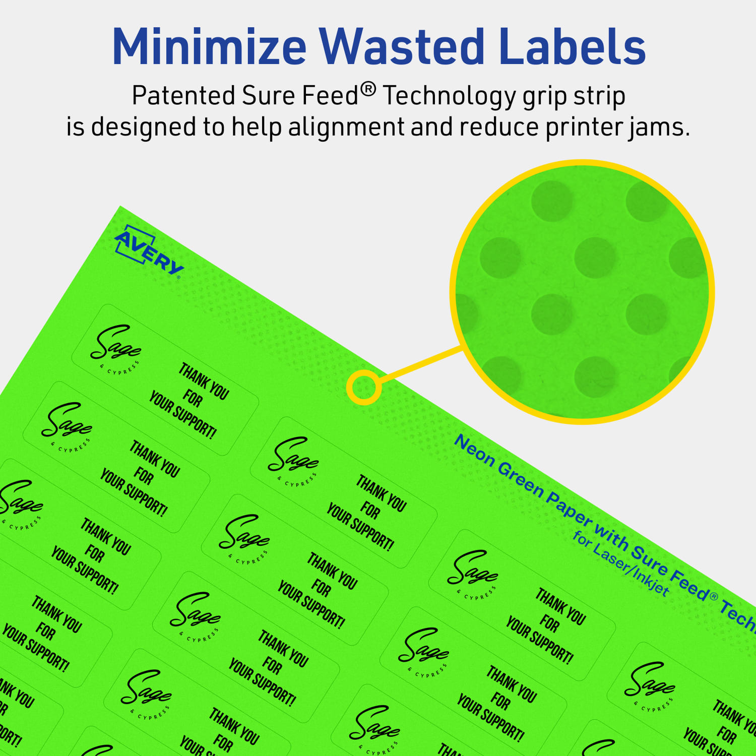 Avery Print-To-The-Edge Labels With Sure Feed Technology And Easy Peel, 94209-NGP10, Rectangle, 2/3in x 1-3/4in, Matte Neon Green, Pack of 440 - Image 5