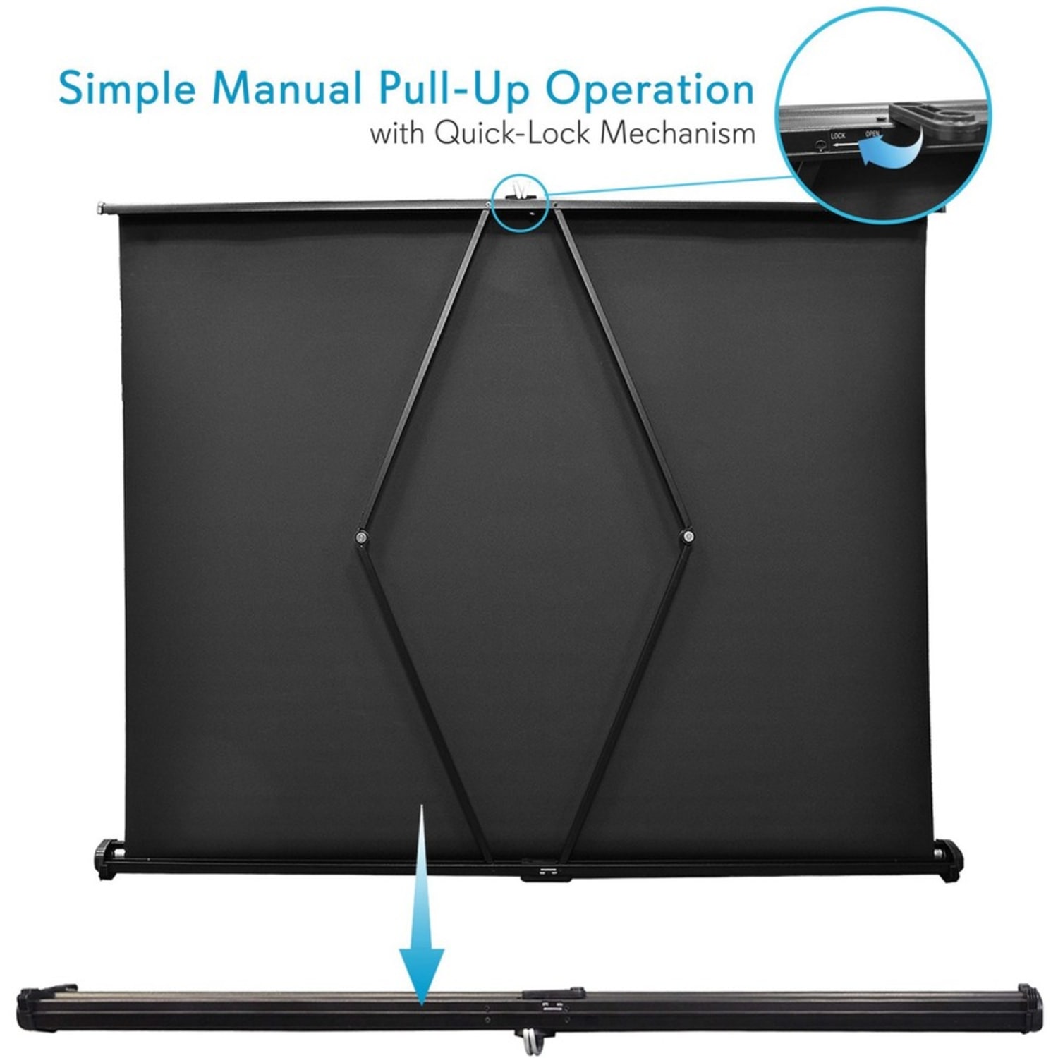 Pyle 50in Manual Projection Screen - 16:9 - Matte White - 30in Height x 40in Width - Floor Mount, Tabletop - Image 3