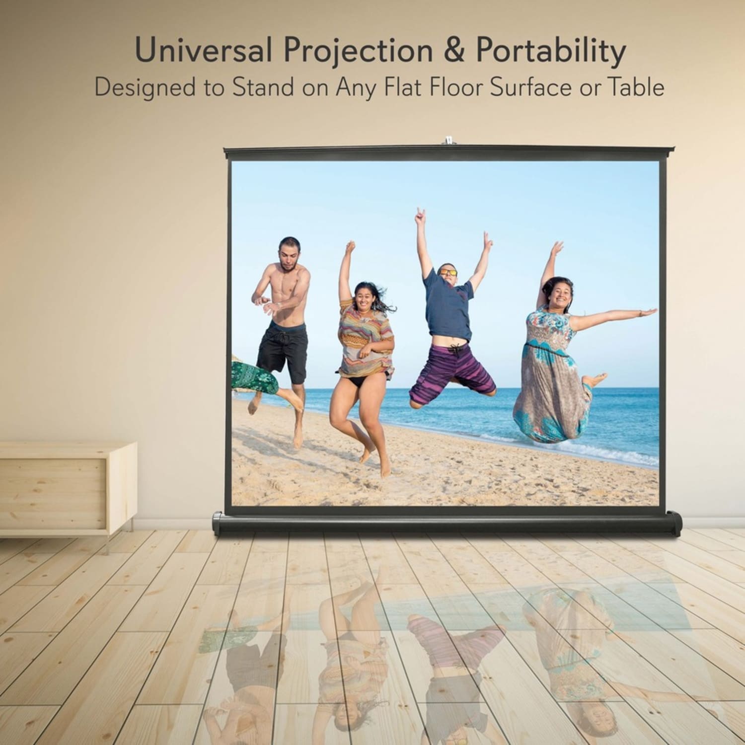 Pyle 50in Manual Projection Screen - 16:9 - Matte White - 30in Height x 40in Width - Floor Mount, Tabletop - Image 5