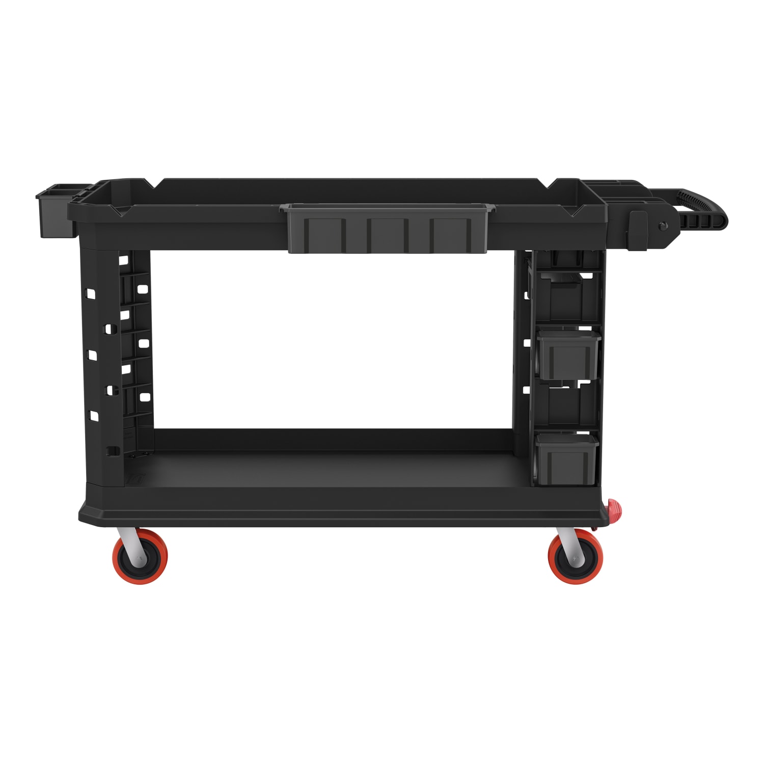 Suncast Commercial Heavy-Duty Plus 2-Shelf Utility Cart, 34-13/16inH x 26-1/2inW x 58-3/4inD, Gray - Image 4