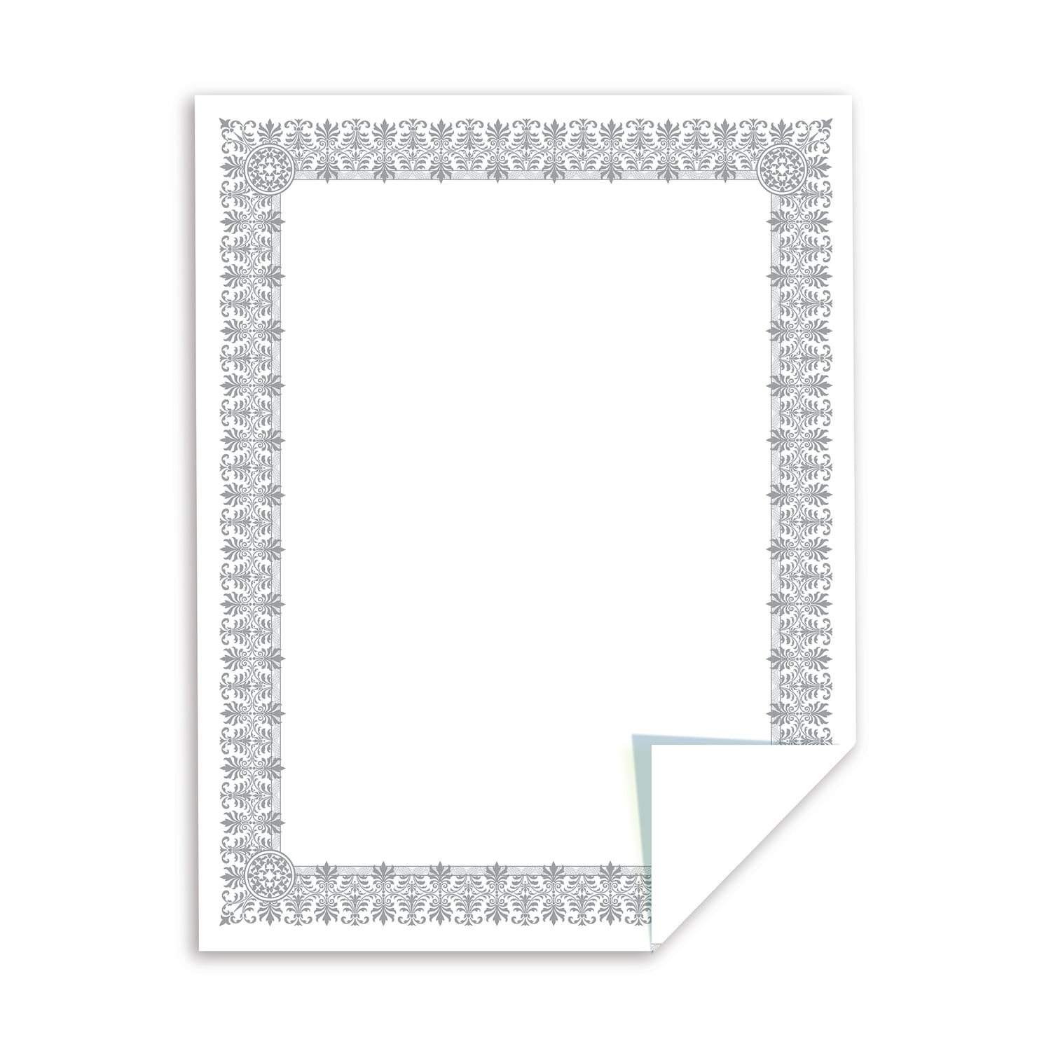 Southworth Premium Foil Certificates, 8 1/2in x 11in, 66 Lb White/Silver Foil Fleur, Pack Of 15 - Image 5