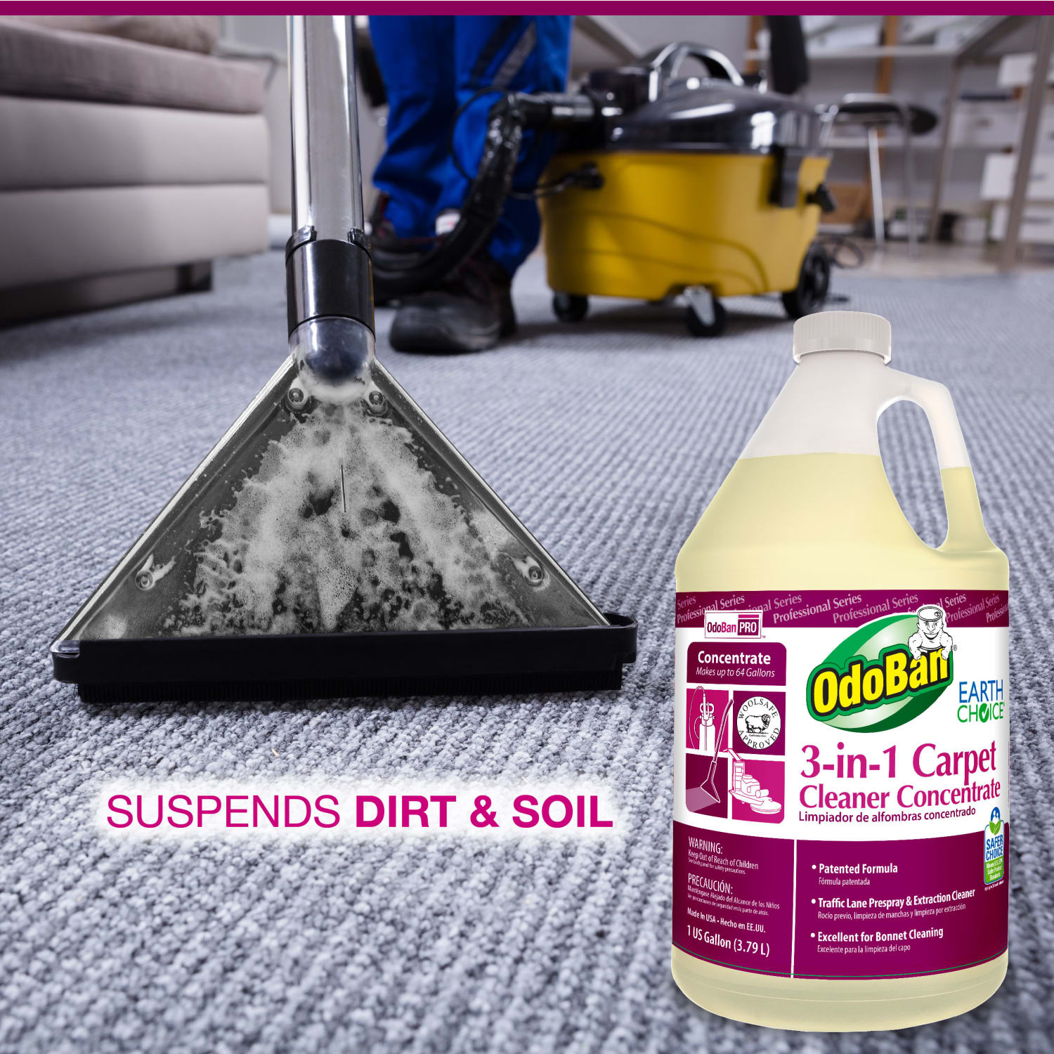 OdoBan Professional Series Cleaning 3-in-1 Carpet Cleaner Concentrate, 1 Gallon - Image 4