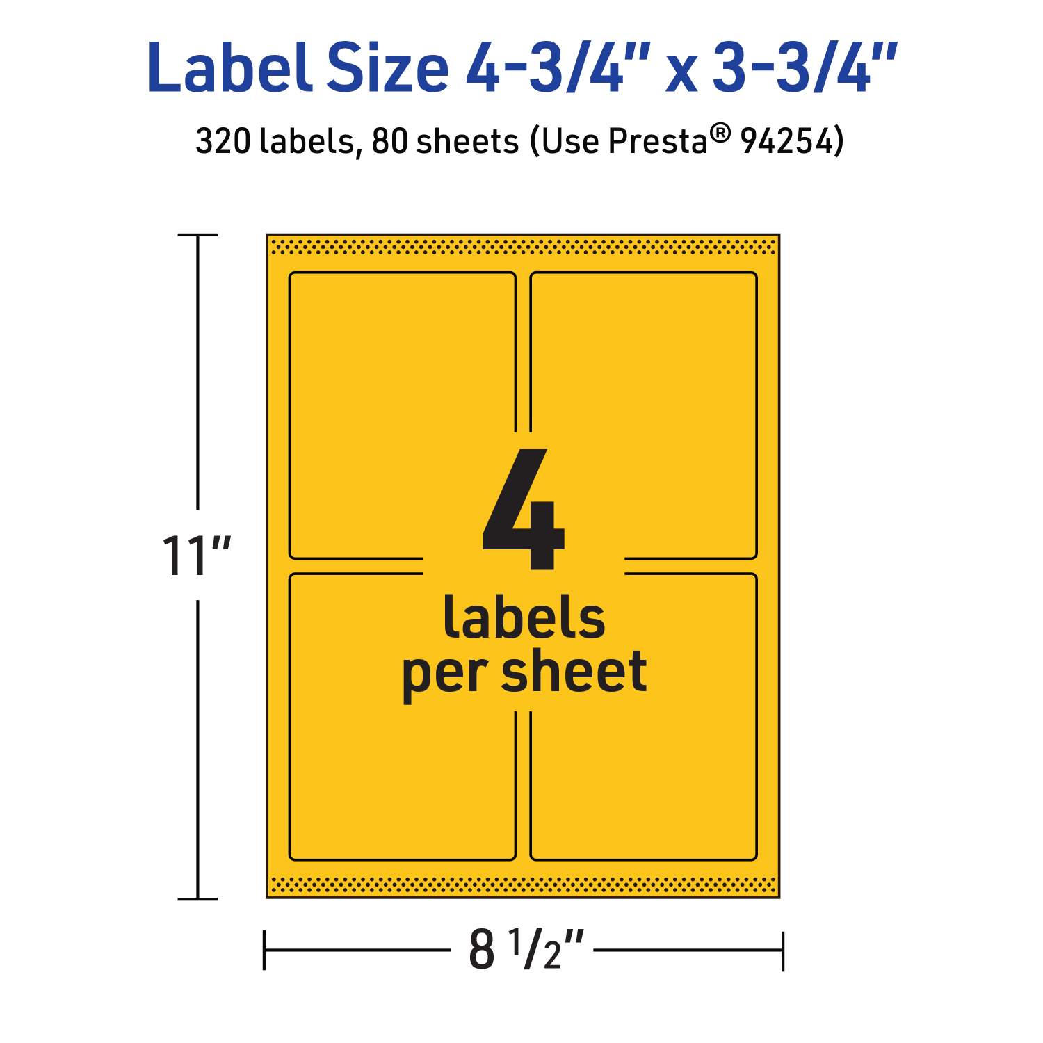 Avery Print-To-The-Edge Labels With Sure Feed Technology And Easy Peel, 94254-BYP80, Rectangle, 4-3/4in x 3-3/4in, Matte Bright Yellow, Pack of 320 - Image 6