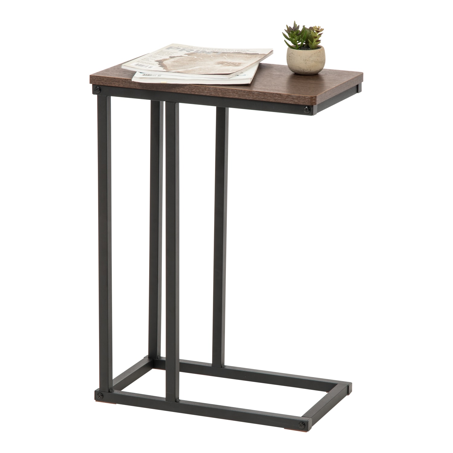 IRIS C-Shaped Side Table, 25inH x 17-3/4inW x 10inD, Brown - Image 3