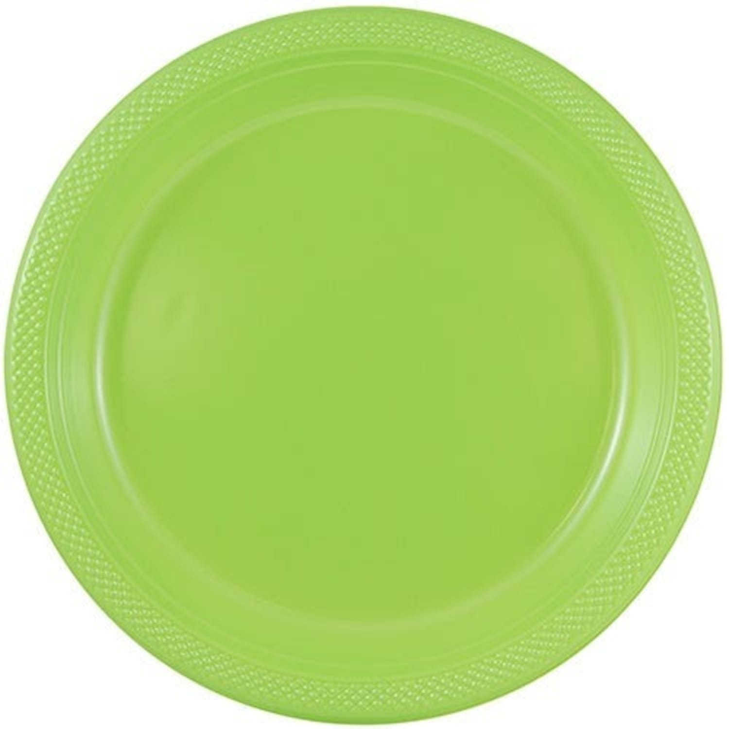 JAM PAPER Round Plastic Party Plates, Medium, 9 inch, Lime Green, 20/Pack - Image 3