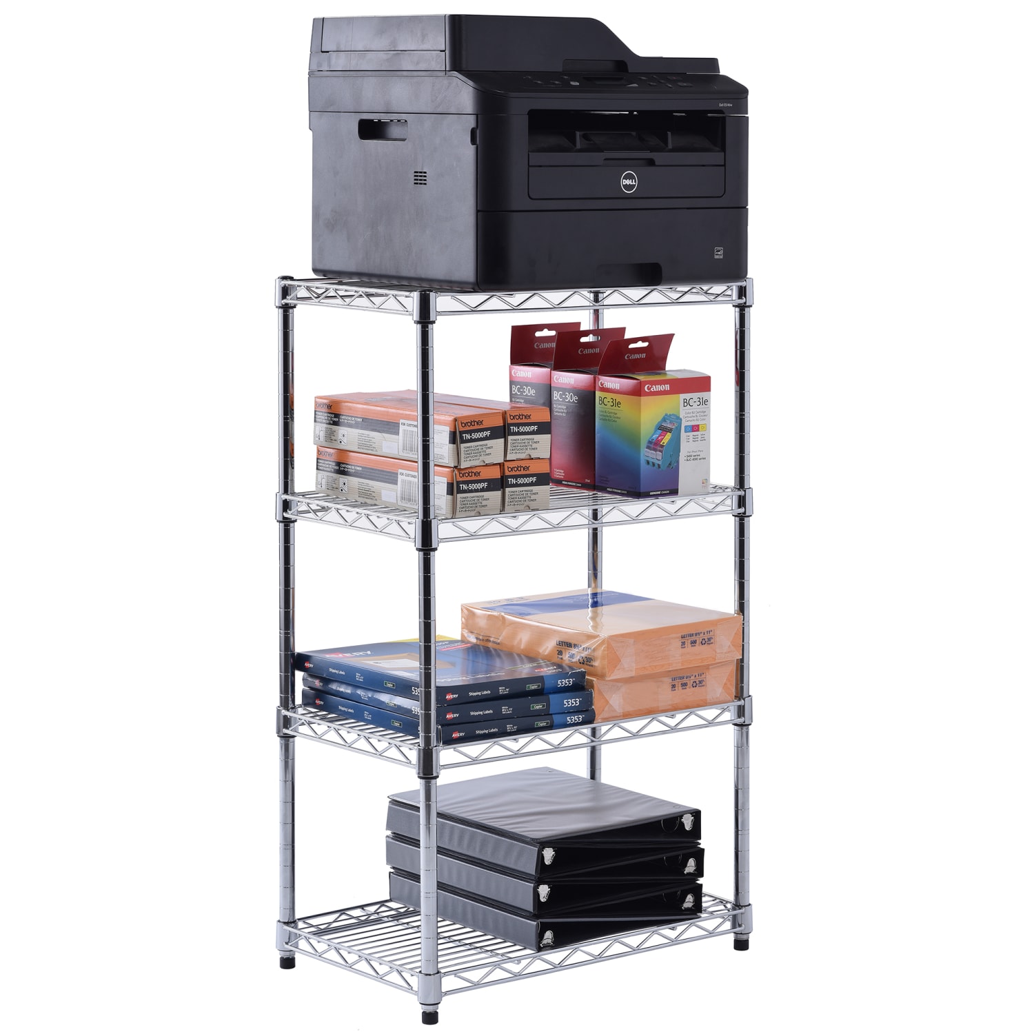 Edsal Muscle Rack Adjustable Wire Shelving, 4-Tier, 32inH x 20inW x 12inD, Chrome - Image 6