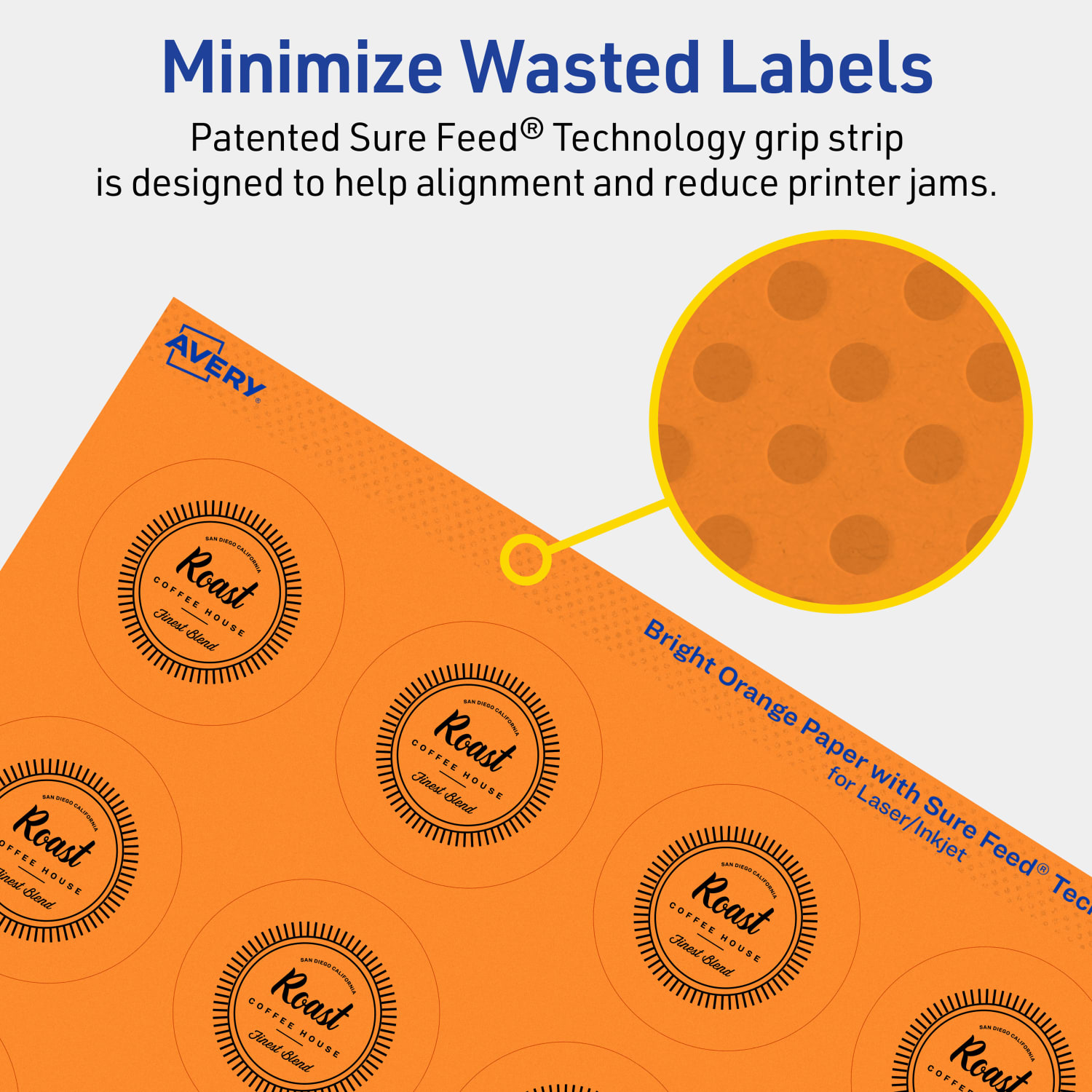 Avery Print-To-The-Edge Labels With Sure Feed Technology And Easy Peel Label Feature, 94509-BOP10, Round, 1-3/4in, Matte Bright Orange, Pack of 200 - Image 5
