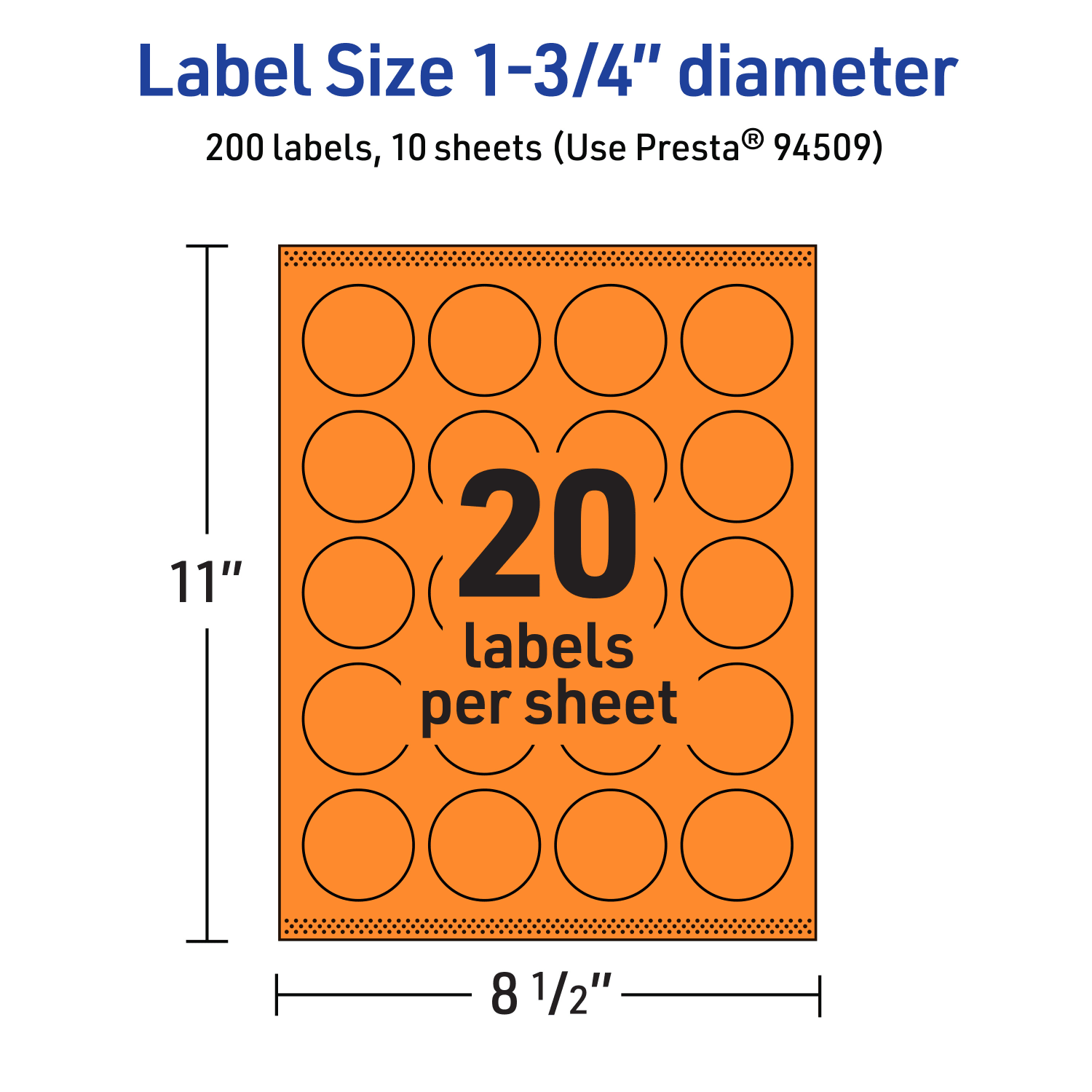 Avery Print-To-The-Edge Labels With Sure Feed Technology And Easy Peel Label Feature, 94509-BOP10, Round, 1-3/4in, Matte Bright Orange, Pack of 200 - Image 6
